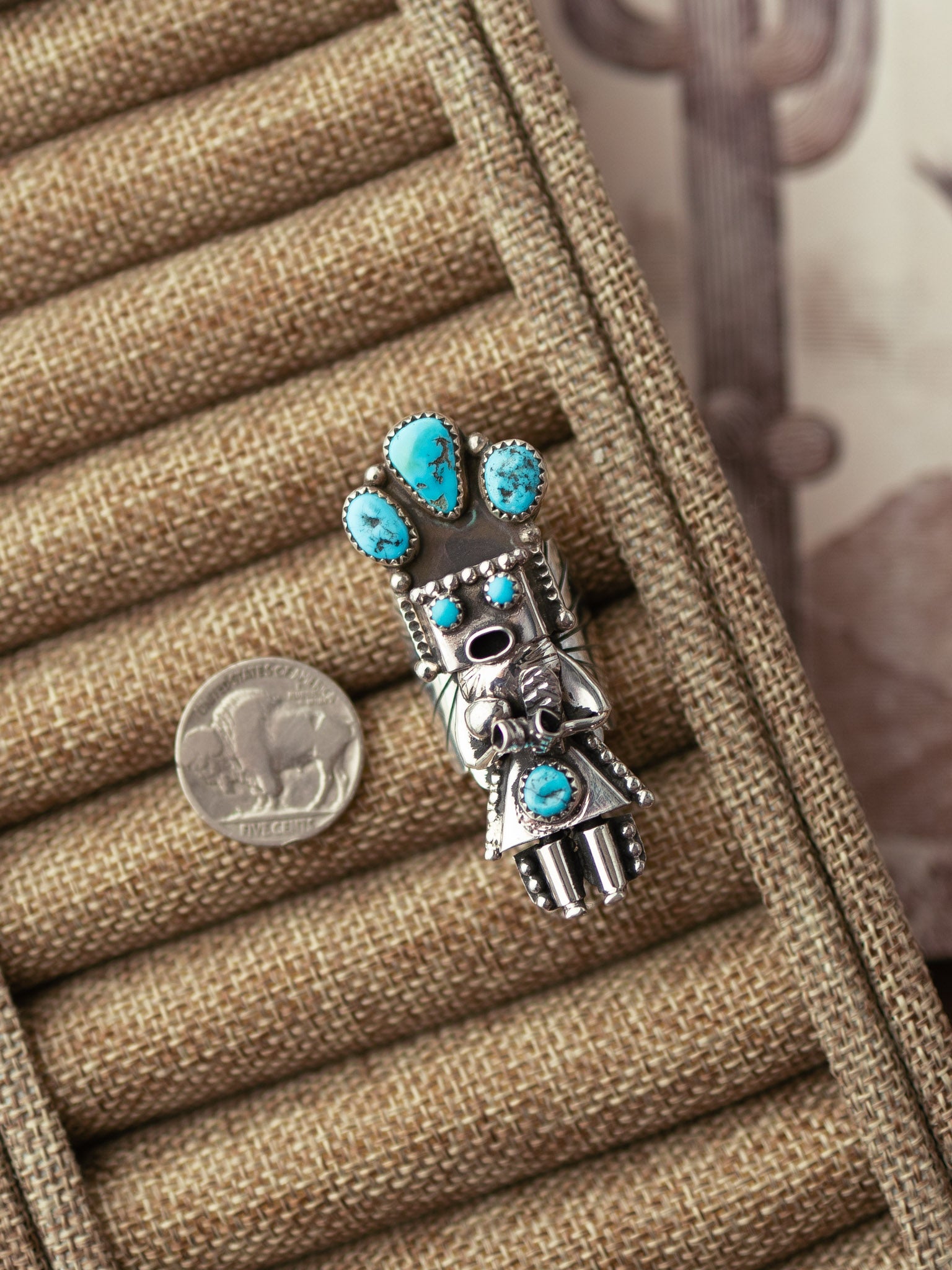 The Kachina Ring, 2 Sz 8.5-Rings-Calli Co., Turquoise and Silver Jewelry, Native American Handmade, Zuni Tribe, Navajo Tribe, Brock Texas