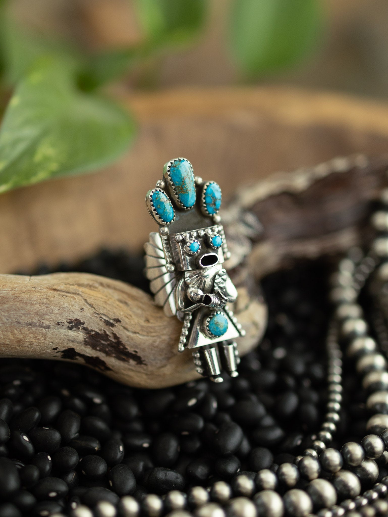 The Kachina Ring, 4 Sz 8-Rings-Calli Co., Turquoise and Silver Jewelry, Native American Handmade, Zuni Tribe, Navajo Tribe, Brock Texas