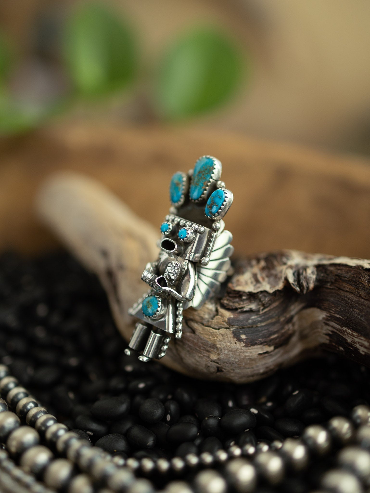 The Kachina Ring, 4 Sz 8-Rings-Calli Co., Turquoise and Silver Jewelry, Native American Handmade, Zuni Tribe, Navajo Tribe, Brock Texas