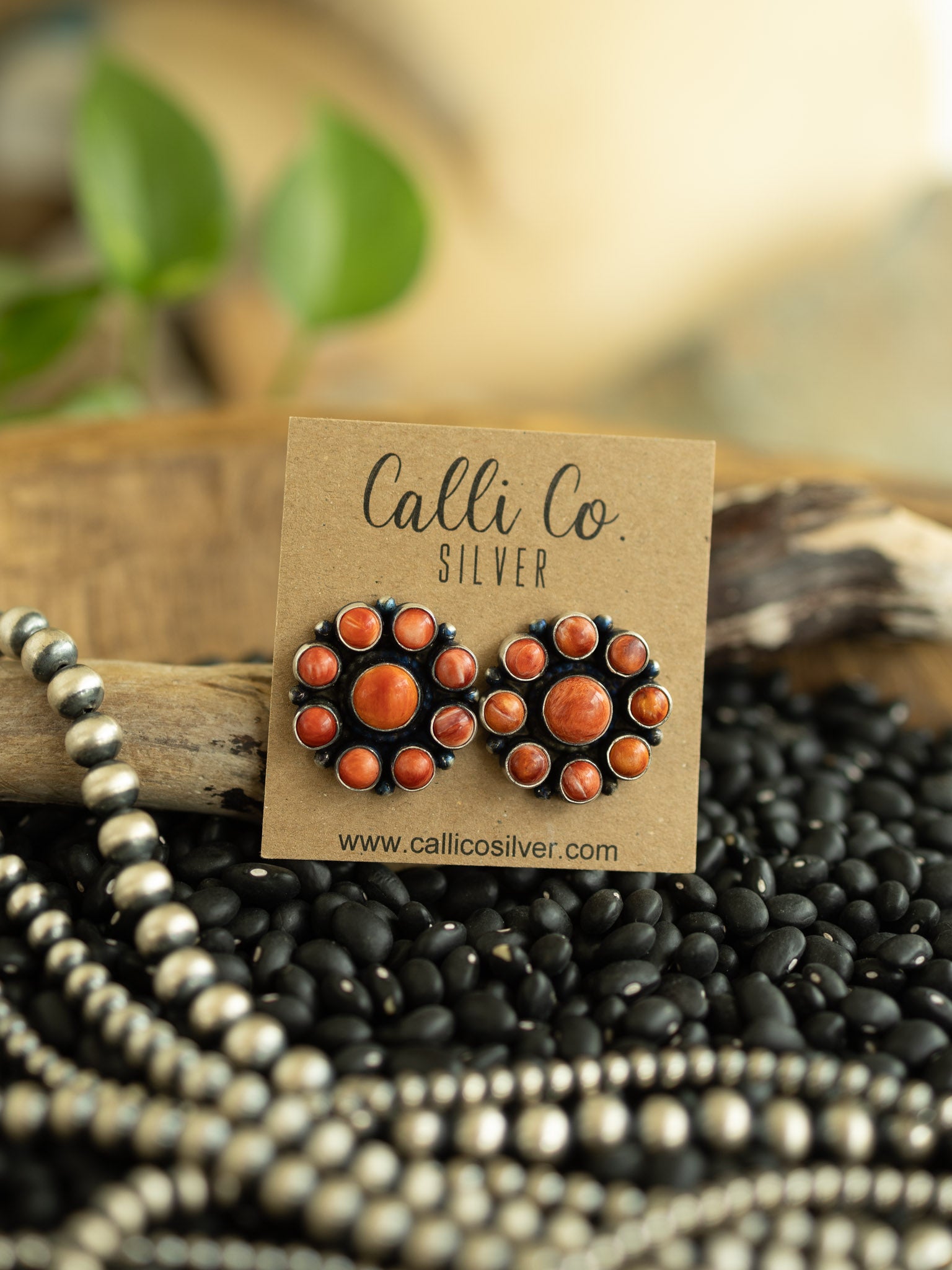 The Kalispel Cluster Earrings-Earrings-Calli Co., Turquoise and Silver Jewelry, Native American Handmade, Zuni Tribe, Navajo Tribe, Brock Texas