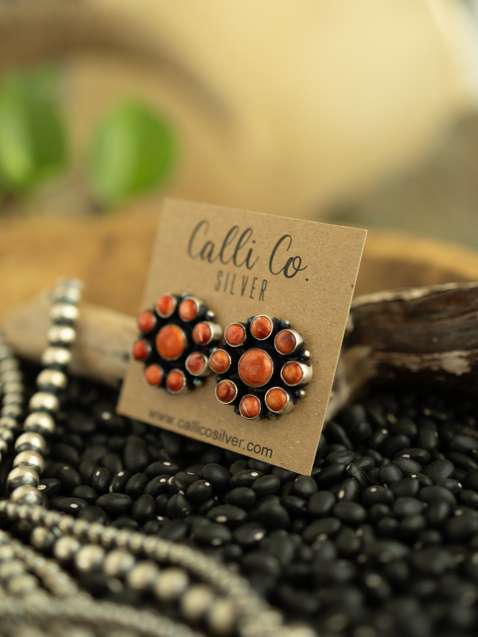 The Kalispel Cluster Earrings-Earrings-Calli Co., Turquoise and Silver Jewelry, Native American Handmade, Zuni Tribe, Navajo Tribe, Brock Texas