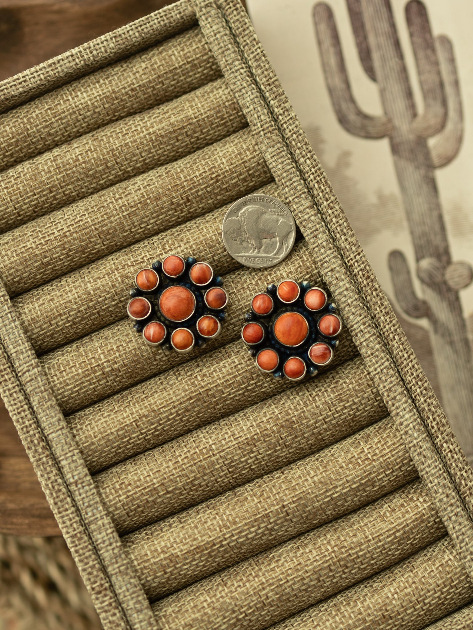 The Kalispel Cluster Earrings-Earrings-Calli Co., Turquoise and Silver Jewelry, Native American Handmade, Zuni Tribe, Navajo Tribe, Brock Texas