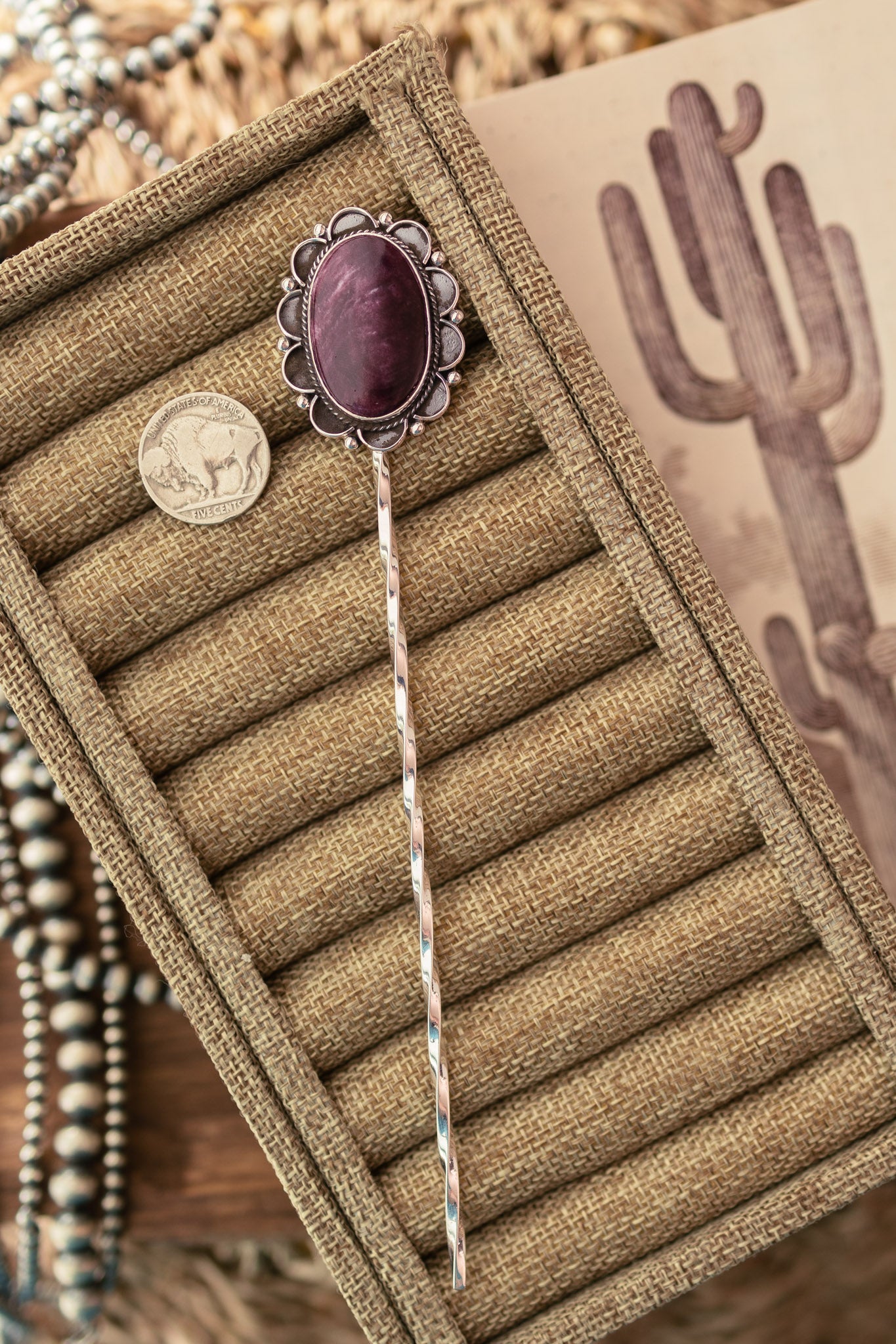 The Blanchard Hair Pin, 2-Hair Accessories-Calli Co., Turquoise and Silver Jewelry, Native American Handmade, Zuni Tribe, Navajo Tribe, Brock Texas