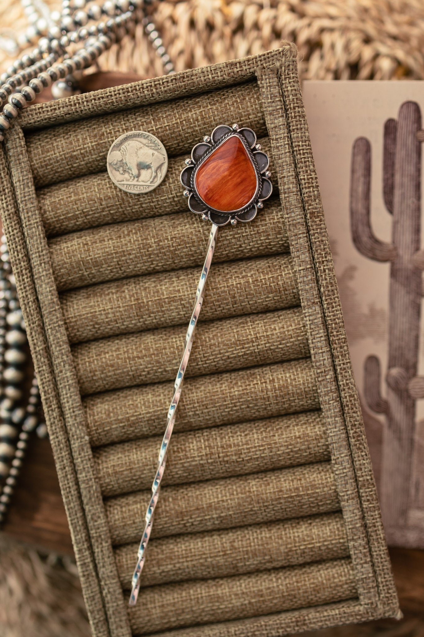 The Blanchard Hair Pin, 3-Hair Accessories-Calli Co., Turquoise and Silver Jewelry, Native American Handmade, Zuni Tribe, Navajo Tribe, Brock Texas