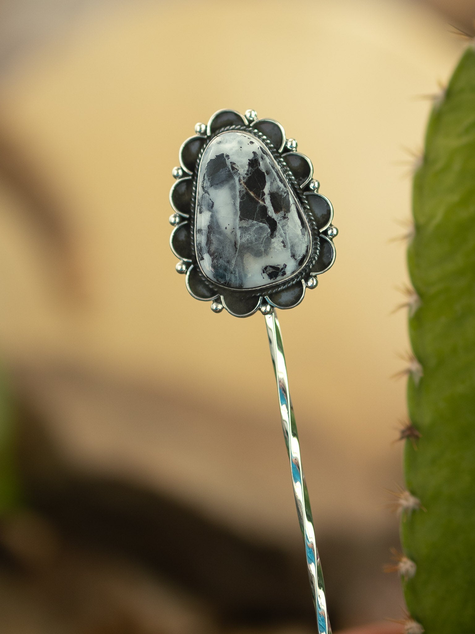 The Blanchard Hair Pin, 5-Hair Accessories-Calli Co., Turquoise and Silver Jewelry, Native American Handmade, Zuni Tribe, Navajo Tribe, Brock Texas