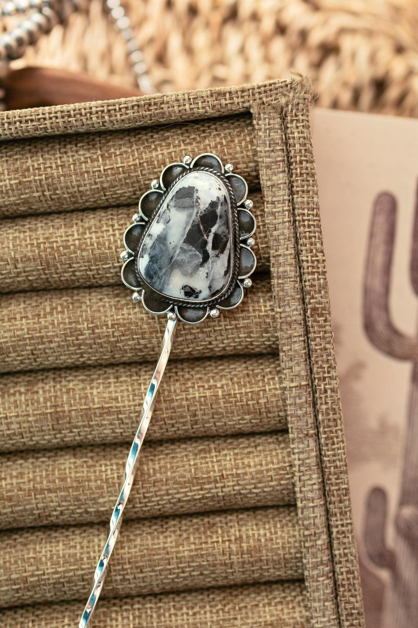 The Blanchard Hair Pin, 5-Hair Accessories-Calli Co., Turquoise and Silver Jewelry, Native American Handmade, Zuni Tribe, Navajo Tribe, Brock Texas