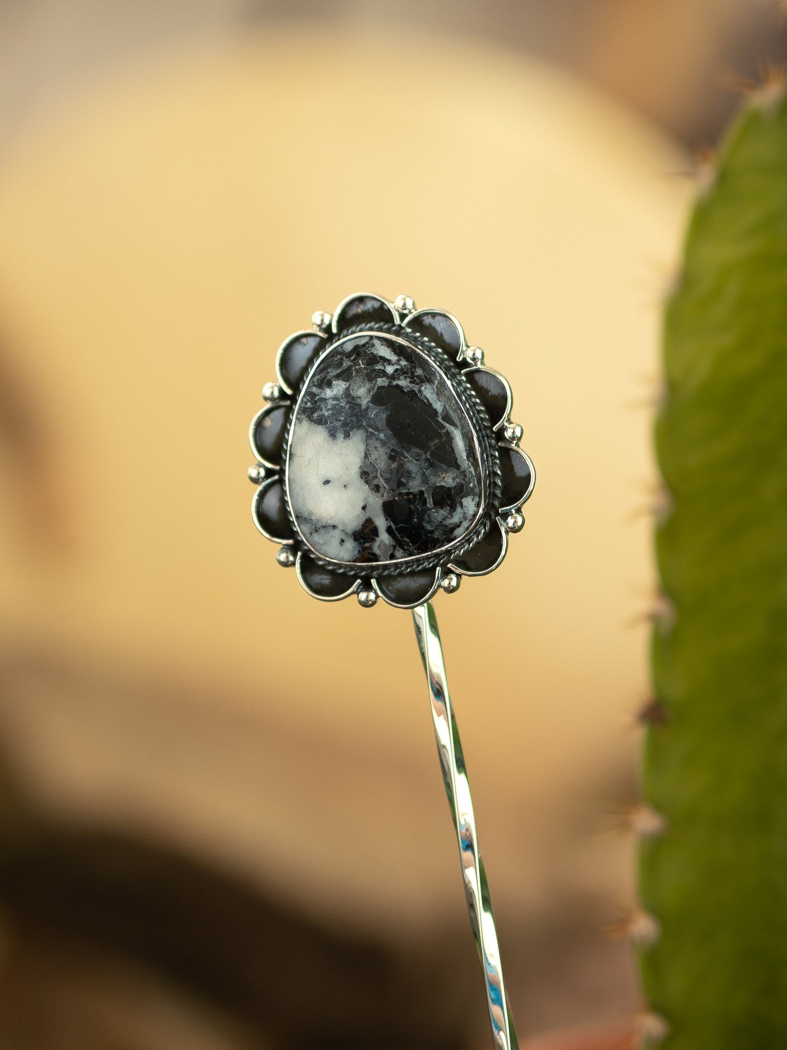 The Blanchard Hair Pin, 13-Hair Accessories-Calli Co., Turquoise and Silver Jewelry, Native American Handmade, Zuni Tribe, Navajo Tribe, Brock Texas