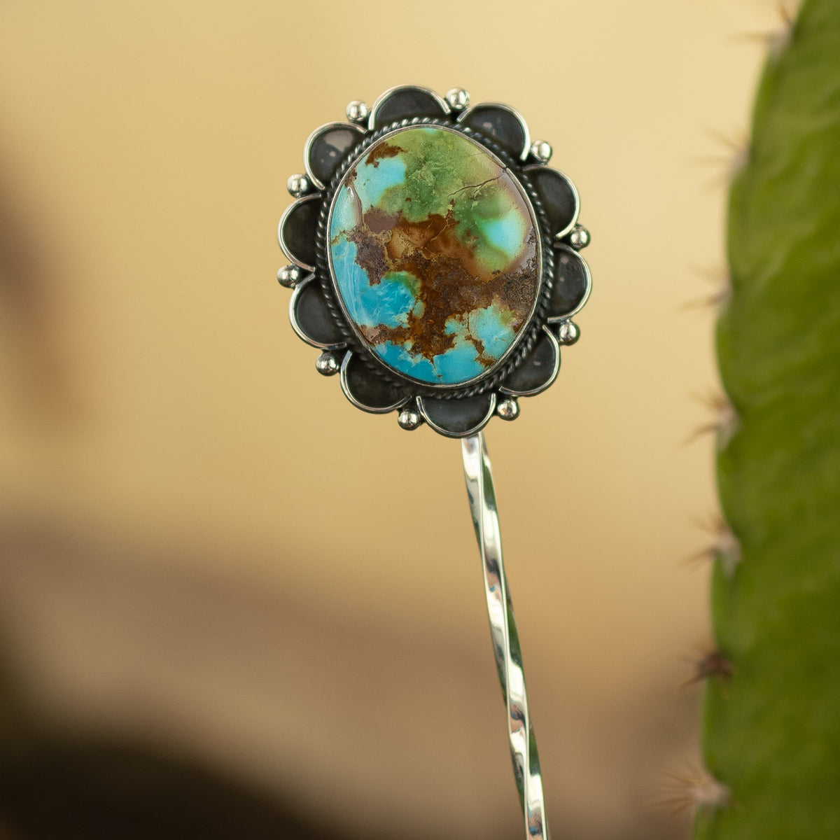 HUGE Sterling Silver 4” Blue Mojave Turquoise Hair Pin Accesory Bun Pony 925 Silver Turquoise Ponytail Holder - Etsy main image 2