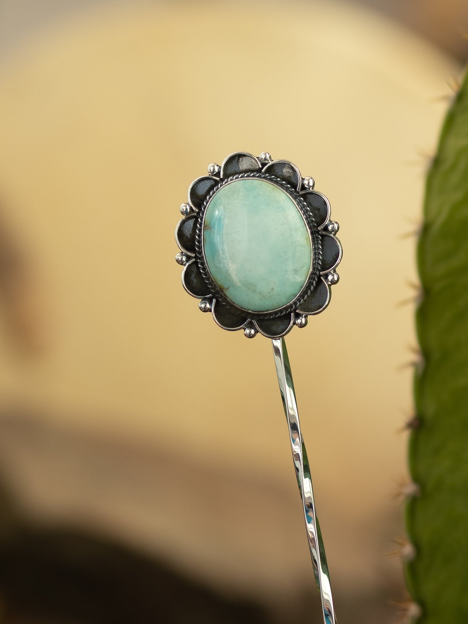 The Blanchard Hair Pin, 12-Hair Accessories-Calli Co., Turquoise and Silver Jewelry, Native American Handmade, Zuni Tribe, Navajo Tribe, Brock Texas