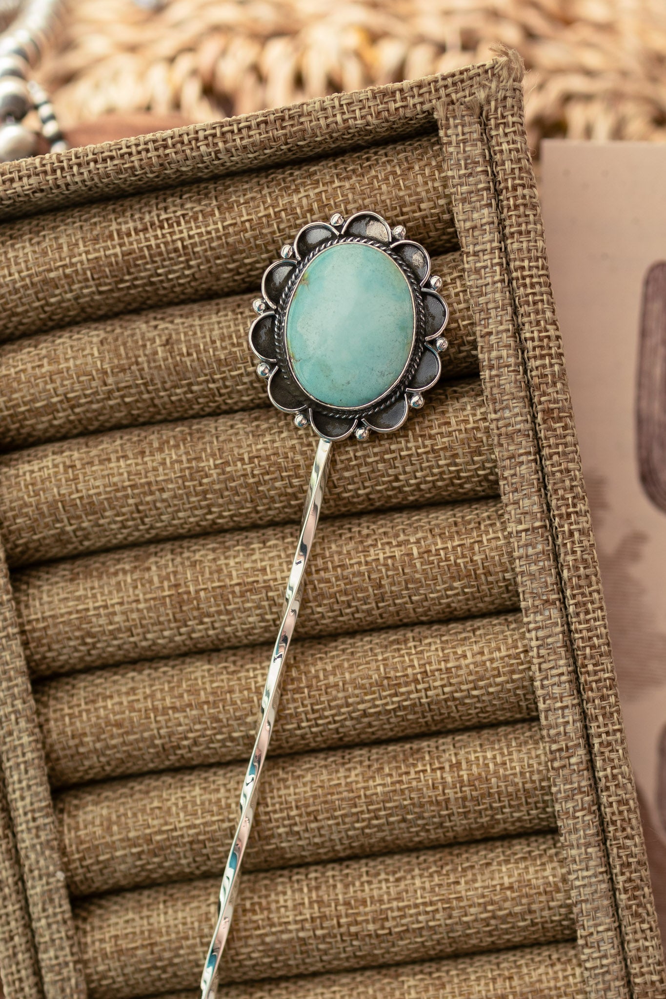 The Blanchard Hair Pin, 12-Hair Accessories-Calli Co., Turquoise and Silver Jewelry, Native American Handmade, Zuni Tribe, Navajo Tribe, Brock Texas