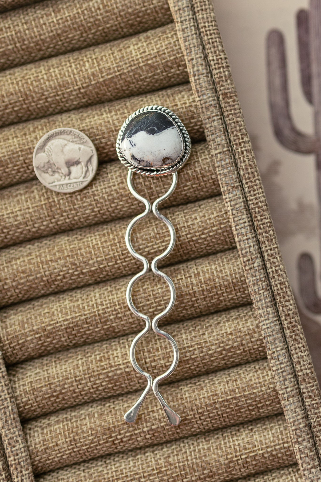 The Grace Hair Pin, 10-Hair Accessories-Calli Co., Turquoise and Silver Jewelry, Native American Handmade, Zuni Tribe, Navajo Tribe, Brock Texas