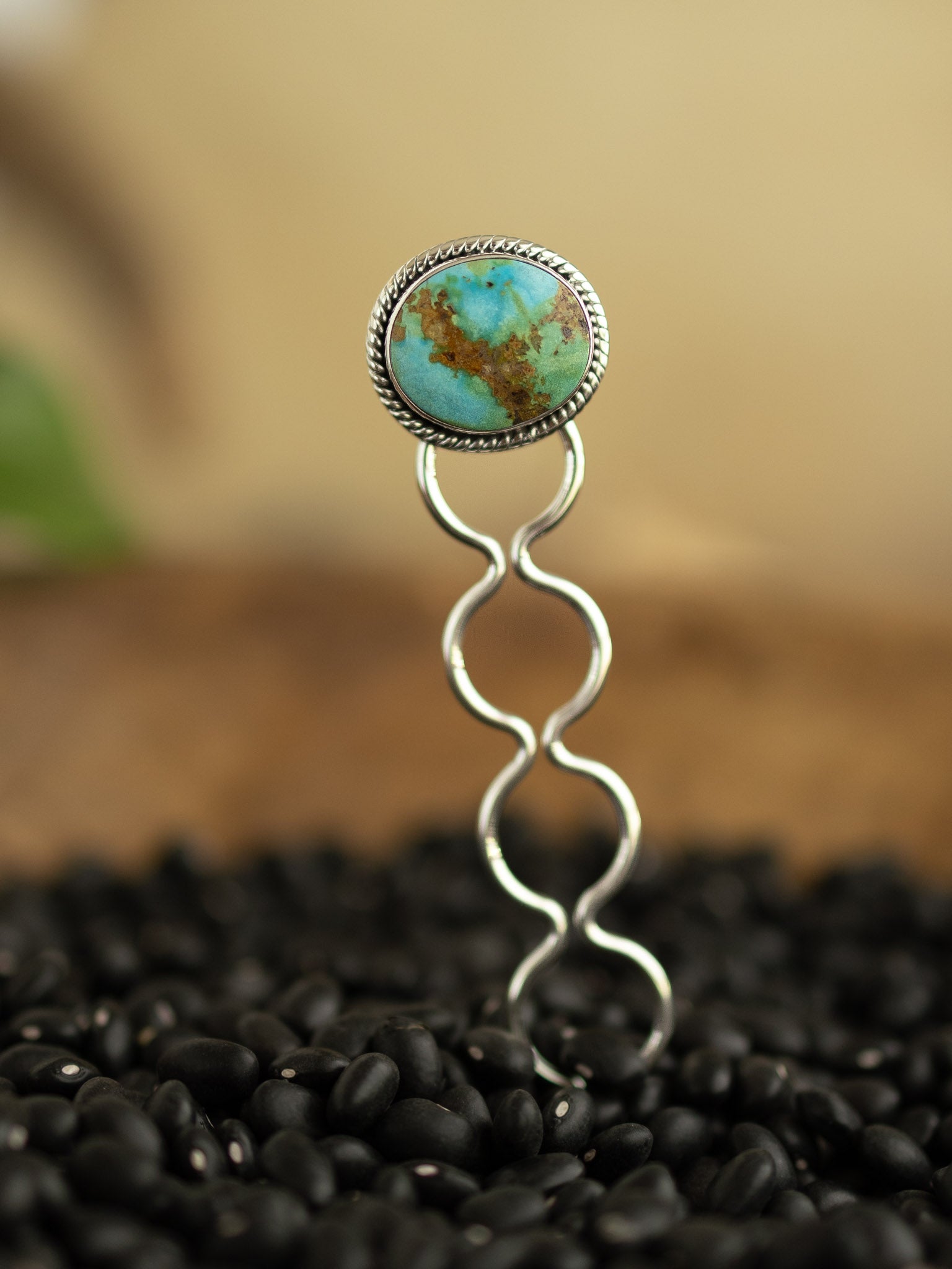 The Grace Turquoise Hair Pin, 6-Hair Accessories-Calli Co., Turquoise and Silver Jewelry, Native American Handmade, Zuni Tribe, Navajo Tribe, Brock Texas