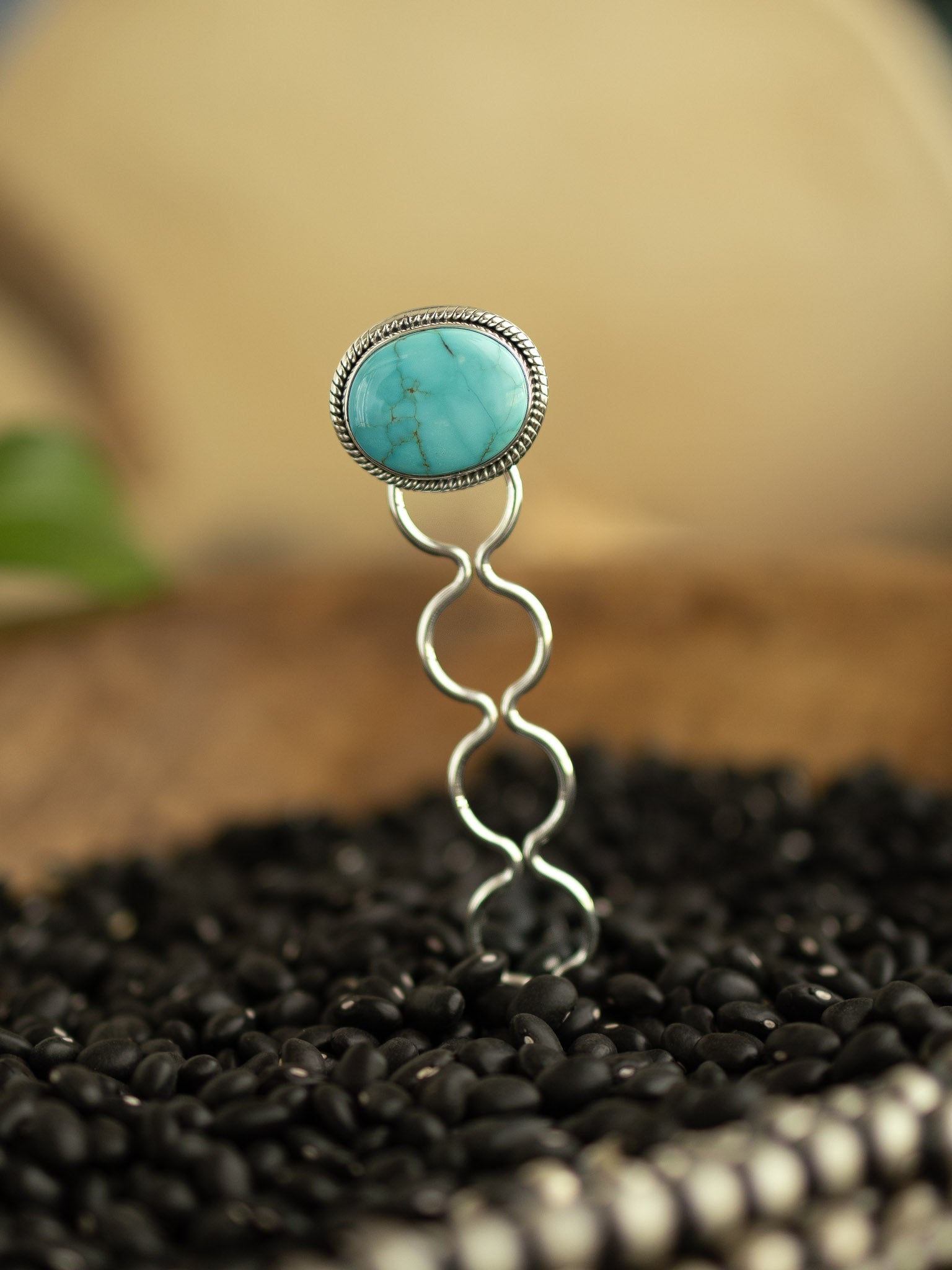 The Grace Turquoise Hair Pin, 5-Hair Accessories-Calli Co., Turquoise and Silver Jewelry, Native American Handmade, Zuni Tribe, Navajo Tribe, Brock Texas