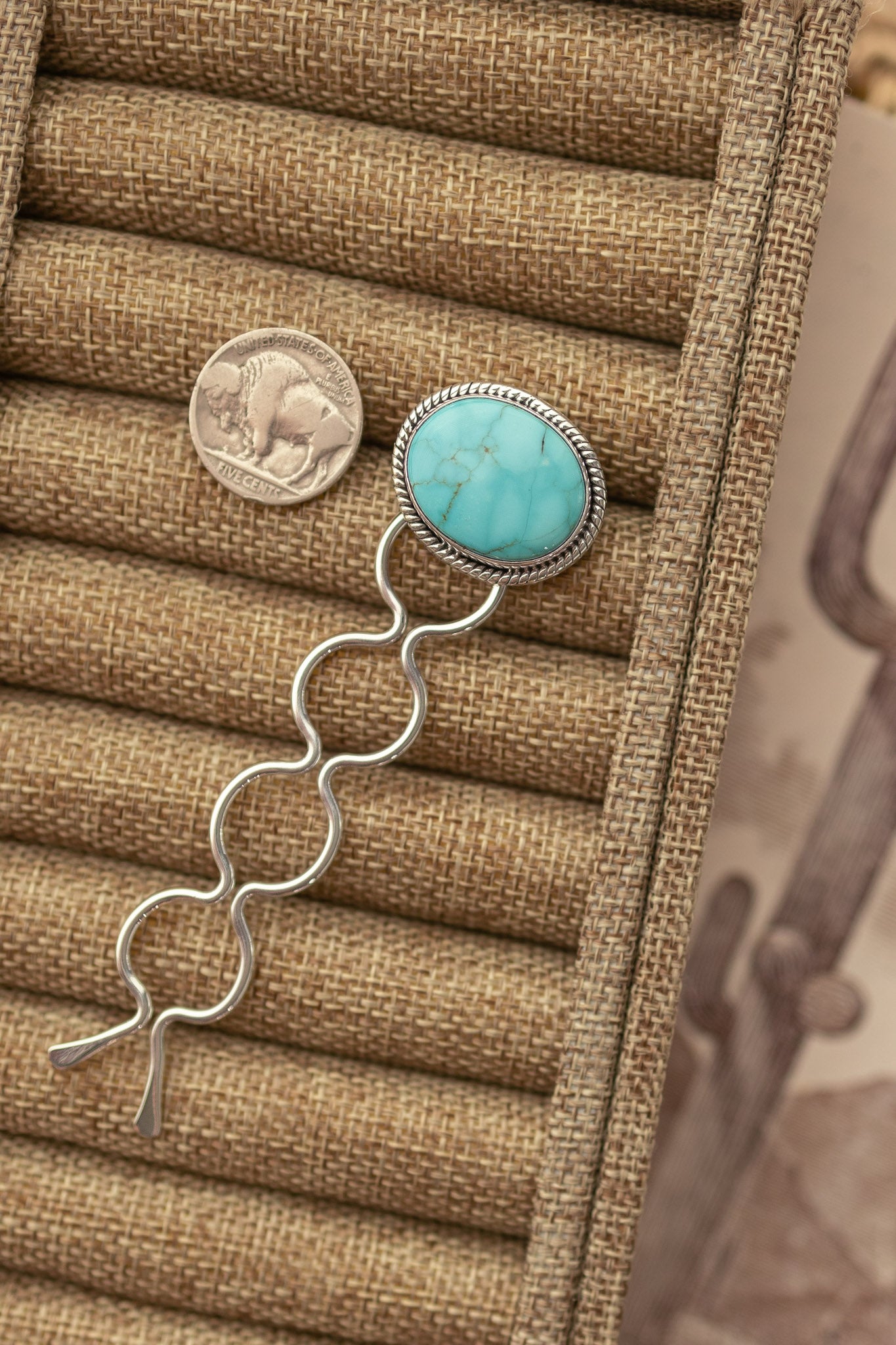 The Grace Turquoise Hair Pin, 5-Hair Accessories-Calli Co., Turquoise and Silver Jewelry, Native American Handmade, Zuni Tribe, Navajo Tribe, Brock Texas