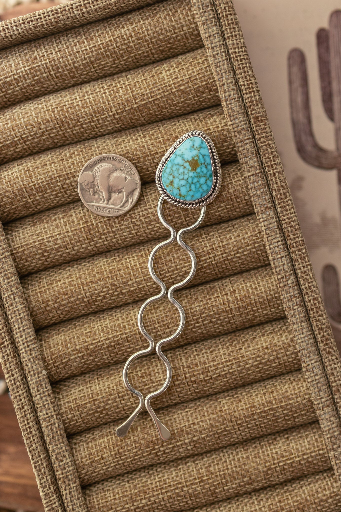 The Grace Turquoise Hair Pin, 4-Hair Accessories-Calli Co., Turquoise and Silver Jewelry, Native American Handmade, Zuni Tribe, Navajo Tribe, Brock Texas