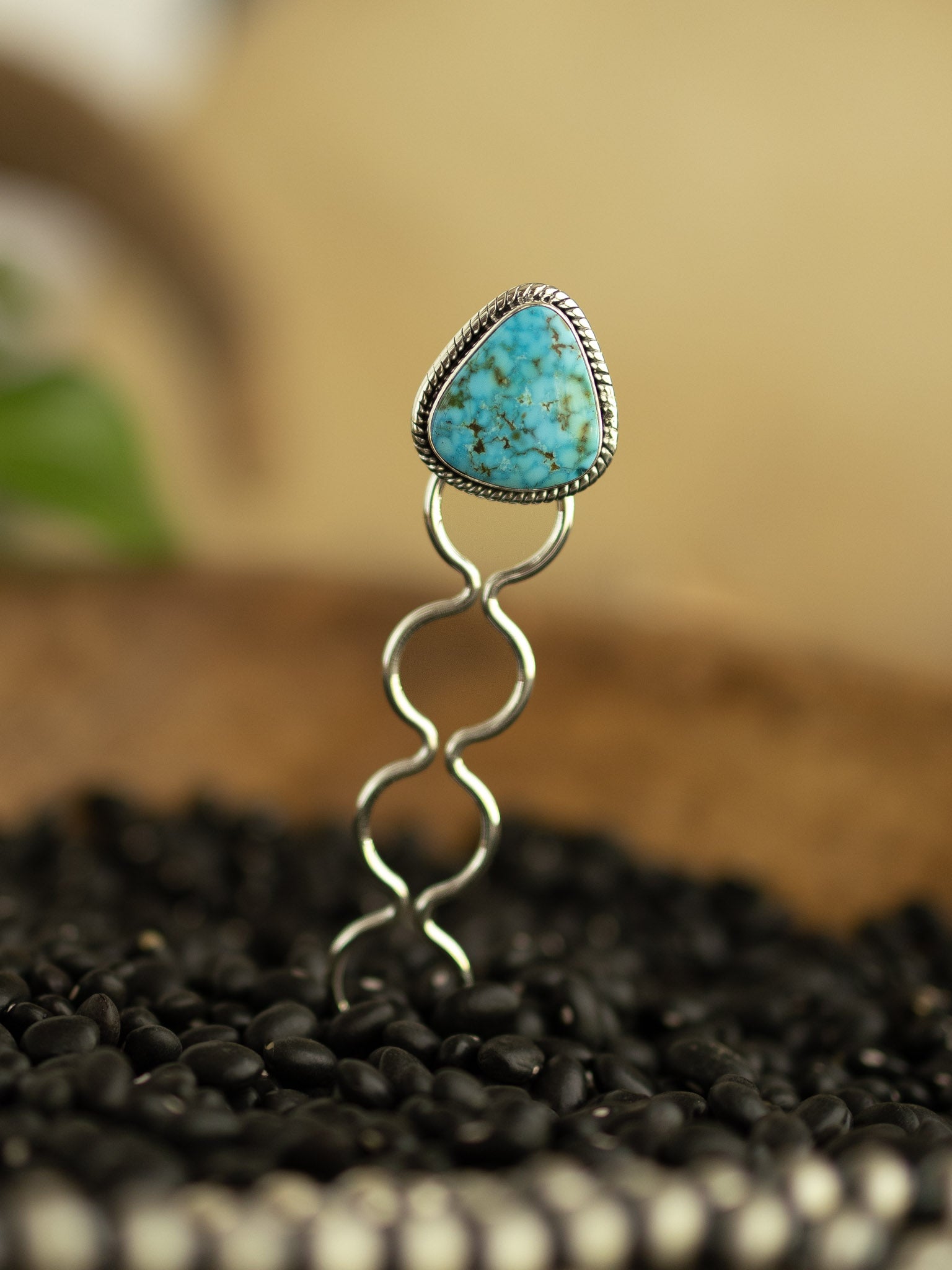 The Grace Turquoise Hair Pin, 17-Hair Accessories-Calli Co., Turquoise and Silver Jewelry, Native American Handmade, Zuni Tribe, Navajo Tribe, Brock Texas