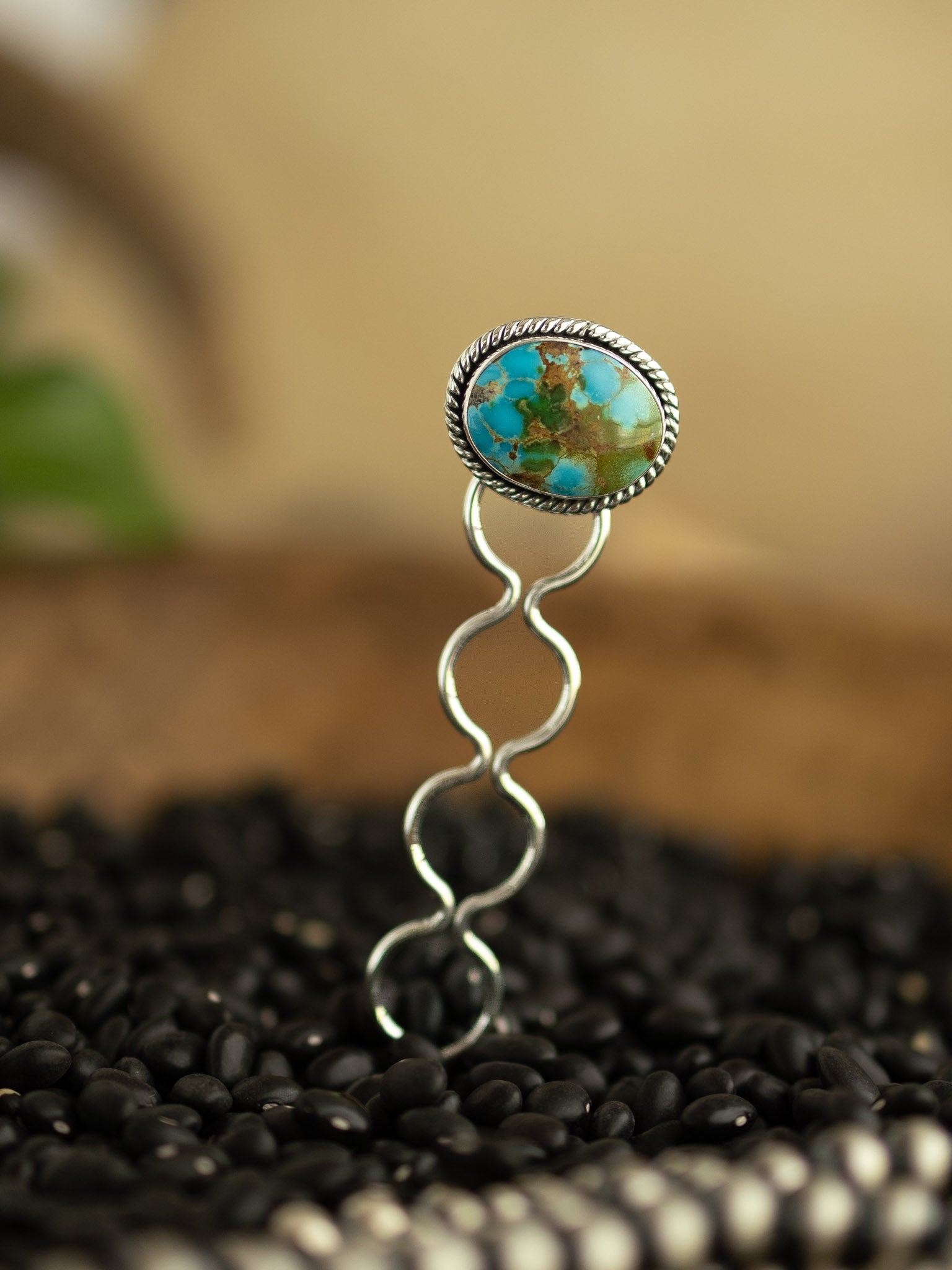 The Grace Turquoise Hair Pin, 21-Hair Accessories-Calli Co., Turquoise and Silver Jewelry, Native American Handmade, Zuni Tribe, Navajo Tribe, Brock Texas