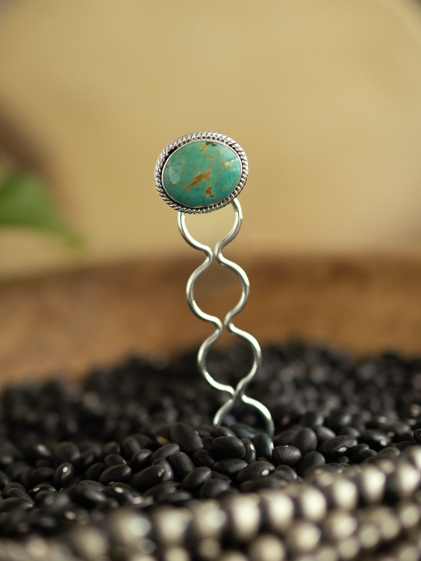 The Grace Turquoise Hair Pin, 19-Hair Accessories-Calli Co., Turquoise and Silver Jewelry, Native American Handmade, Zuni Tribe, Navajo Tribe, Brock Texas
