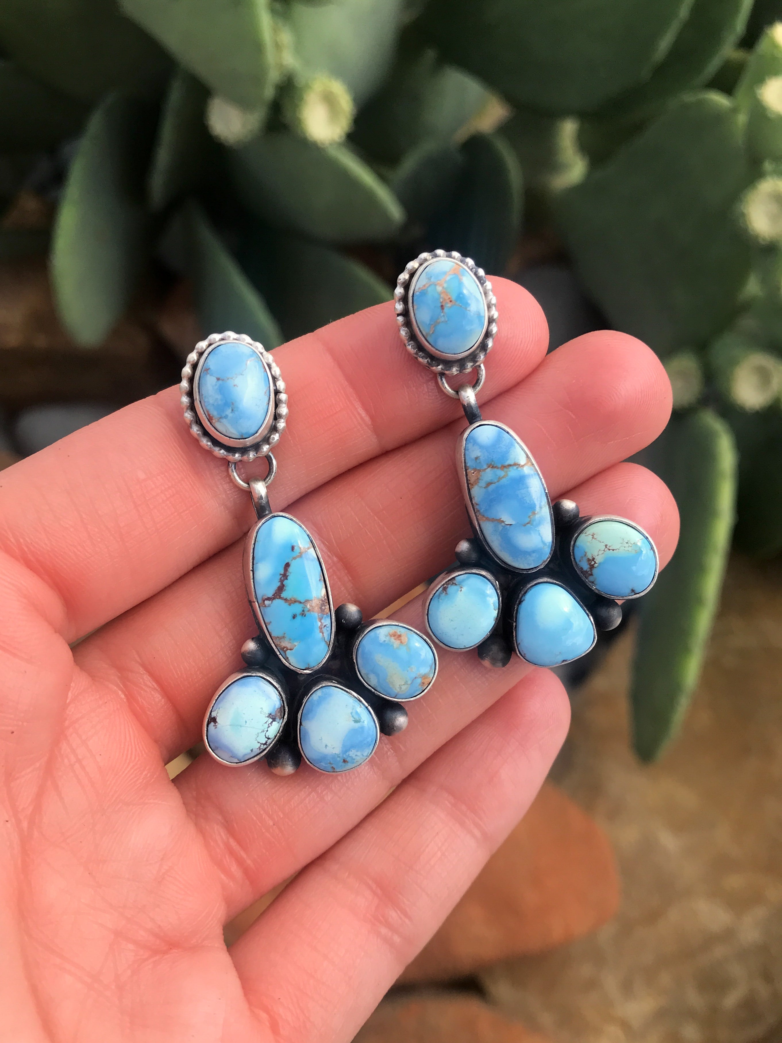 The Somerset Turquoise Earrings, 3-Earrings-Calli Co., Turquoise and Silver Jewelry, Native American Handmade, Zuni Tribe, Navajo Tribe, Brock Texas