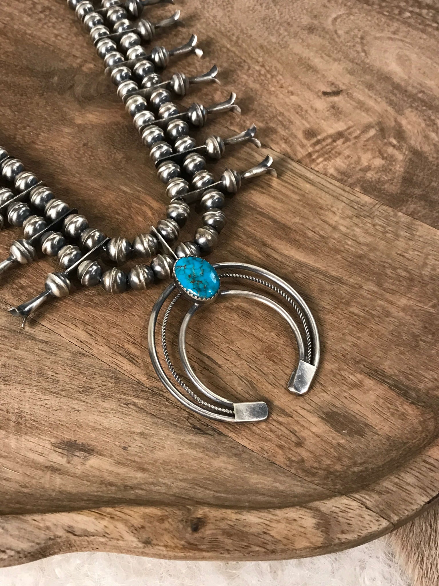 The Samba Squash Blossom Necklace Set-Necklaces-Calli Co., Turquoise and Silver Jewelry, Native American Handmade, Zuni Tribe, Navajo Tribe, Brock Texas