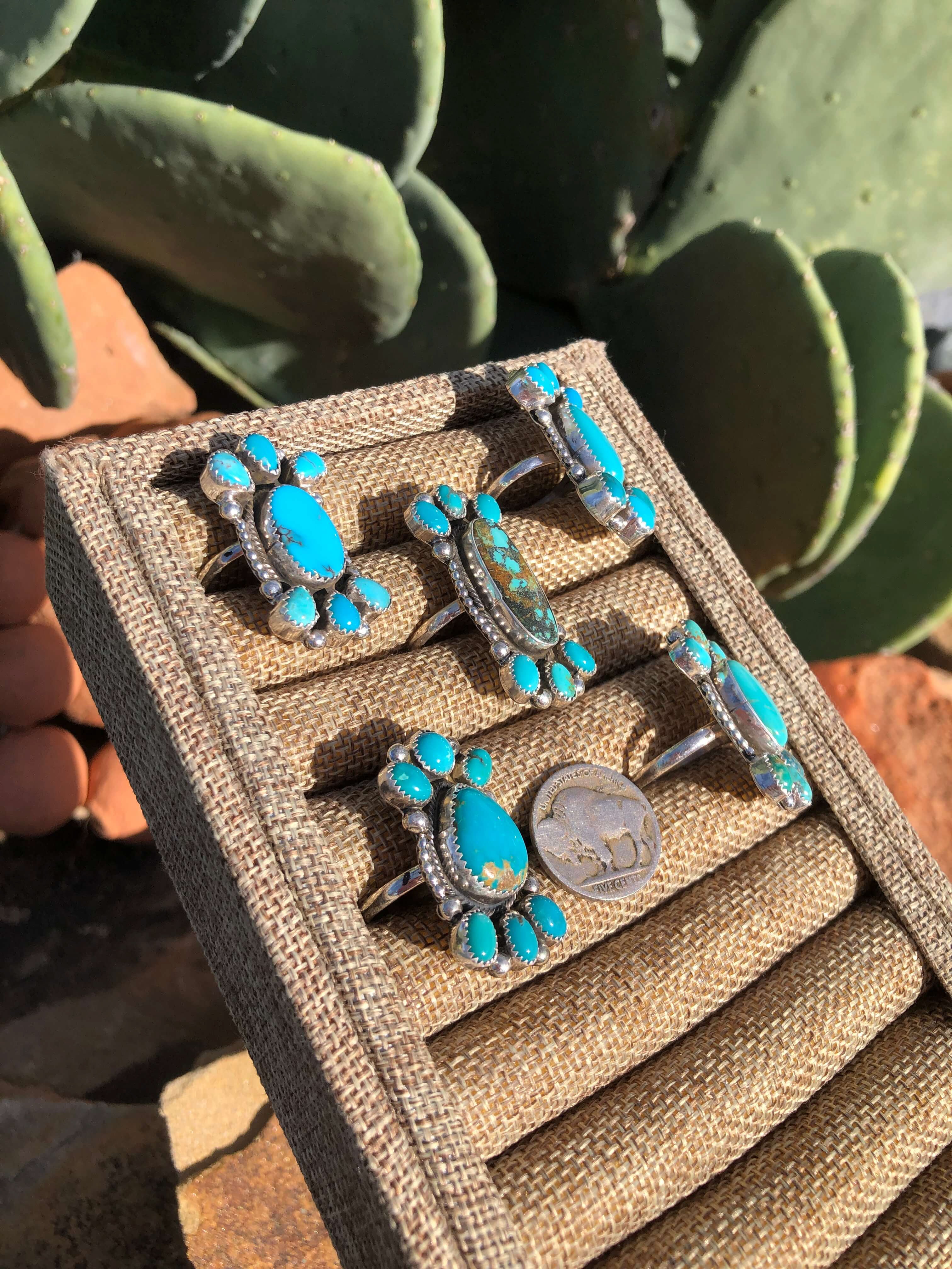 The Kenova Adjustable Turquoise Rings-Rings-Calli Co., Turquoise and Silver Jewelry, Native American Handmade, Zuni Tribe, Navajo Tribe, Brock Texas