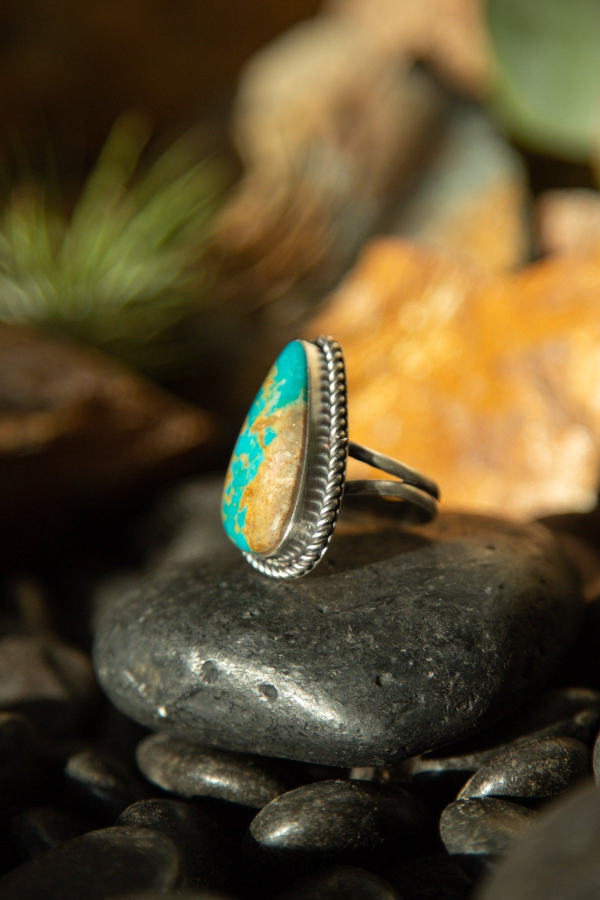 The Micah Turquoise Ring 5, Sz 10-Rings-Calli Co., Turquoise and Silver Jewelry, Native American Handmade, Zuni Tribe, Navajo Tribe, Brock Texas