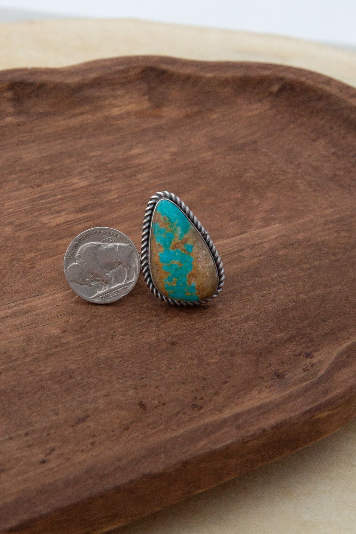 The Micah Turquoise Ring 5, Sz 10-Rings-Calli Co., Turquoise and Silver Jewelry, Native American Handmade, Zuni Tribe, Navajo Tribe, Brock Texas