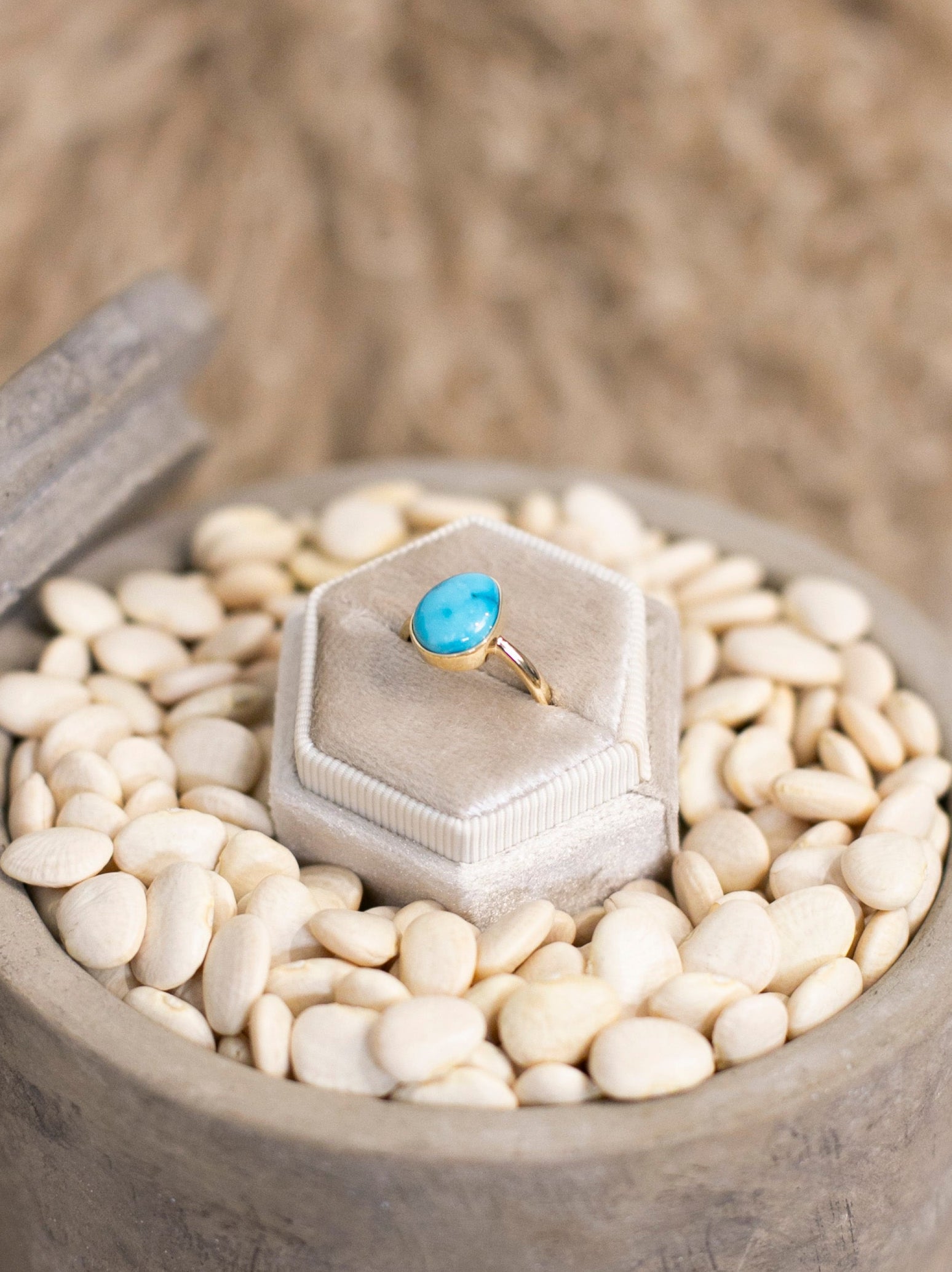 The Marseille 14k and Turquoise Ring 2, Sz 6-Rings-Calli Co., Turquoise and Silver Jewelry, Native American Handmade, Zuni Tribe, Navajo Tribe, Brock Texas