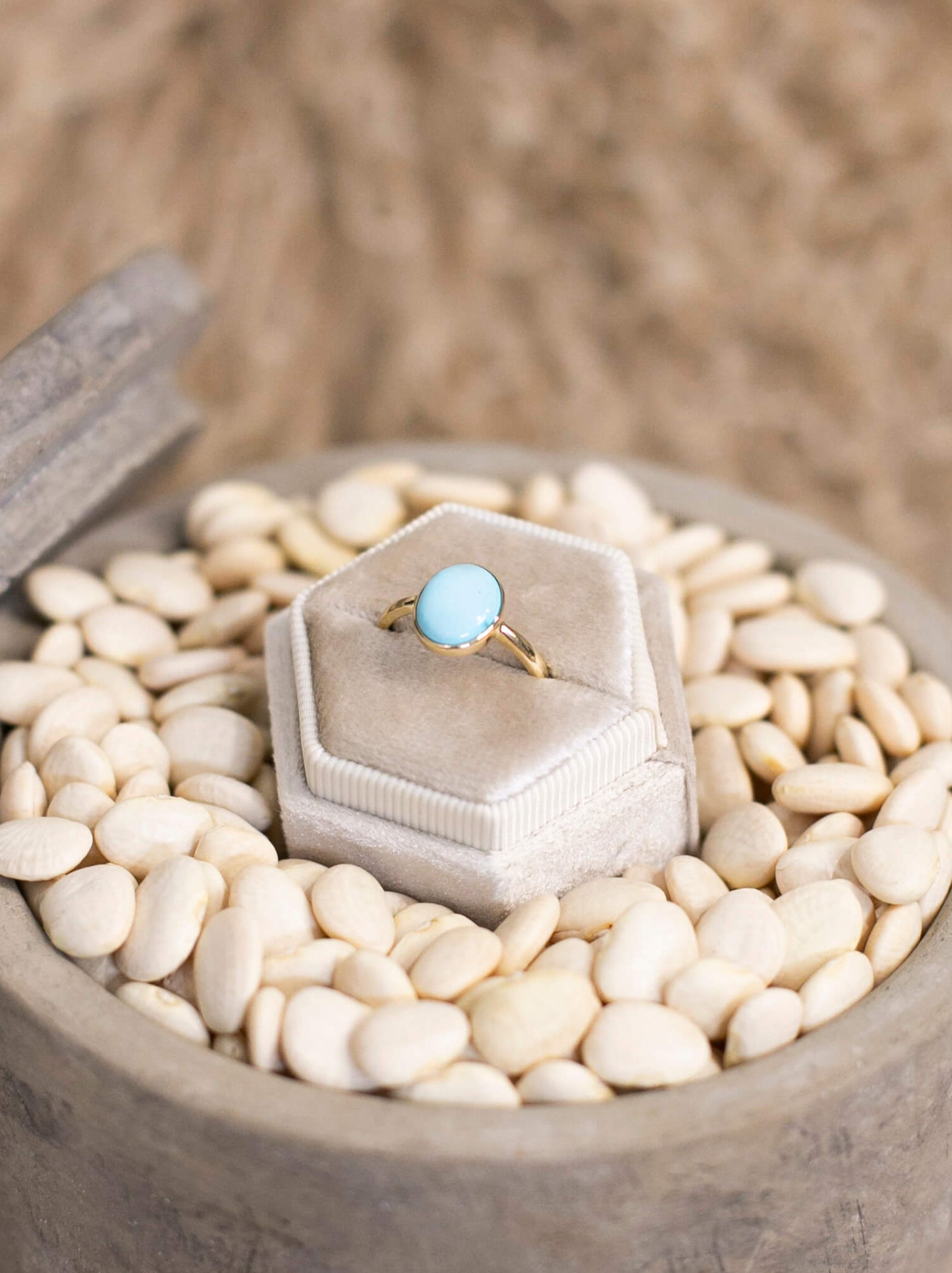 The Bordeaux 14k and Turquoise Ring 5, Sz 7-Rings-Calli Co., Turquoise and Silver Jewelry, Native American Handmade, Zuni Tribe, Navajo Tribe, Brock Texas