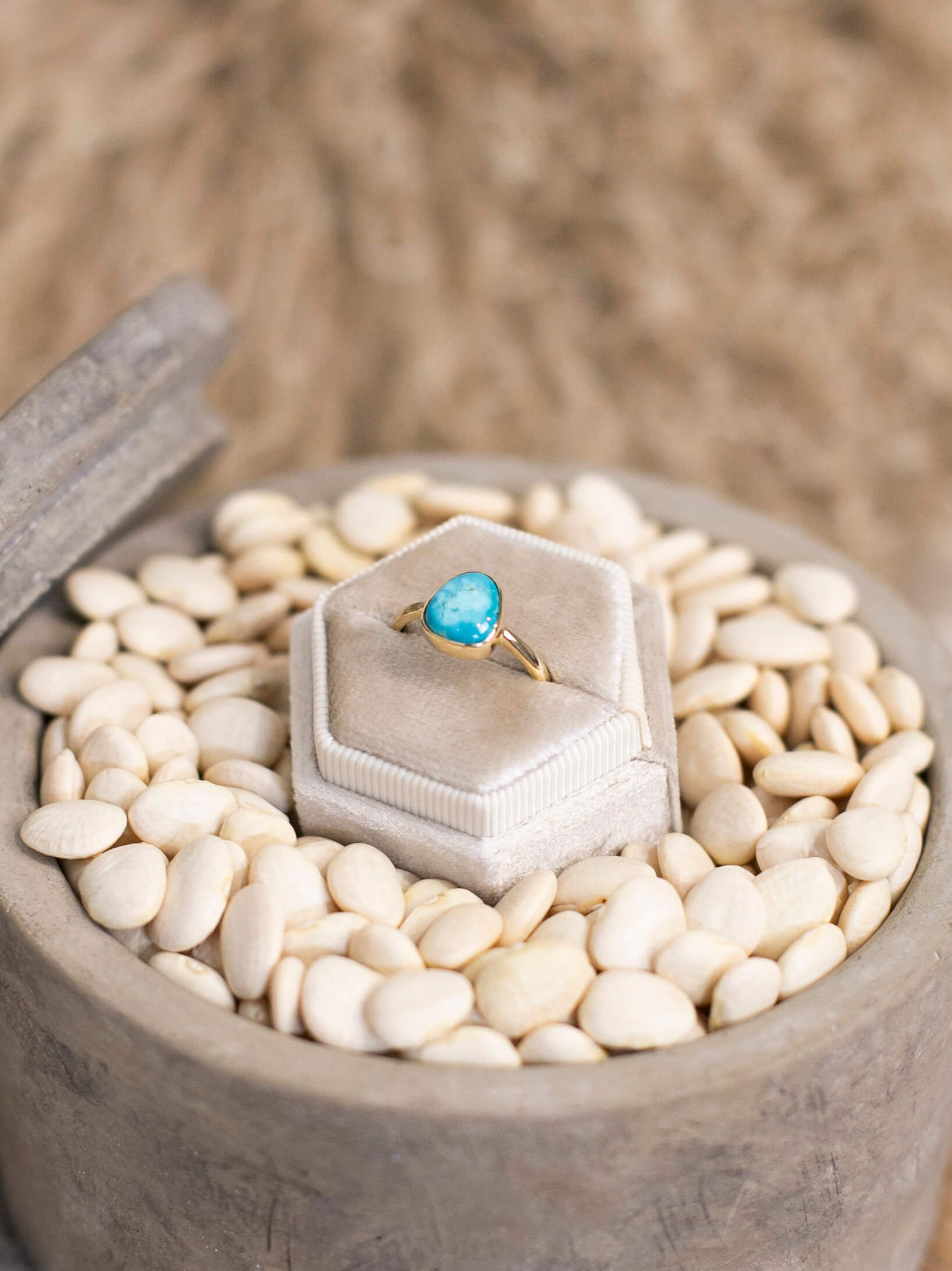 The Bordeaux 14k and Turquoise Ring 6, Sz 8-Rings-Calli Co., Turquoise and Silver Jewelry, Native American Handmade, Zuni Tribe, Navajo Tribe, Brock Texas