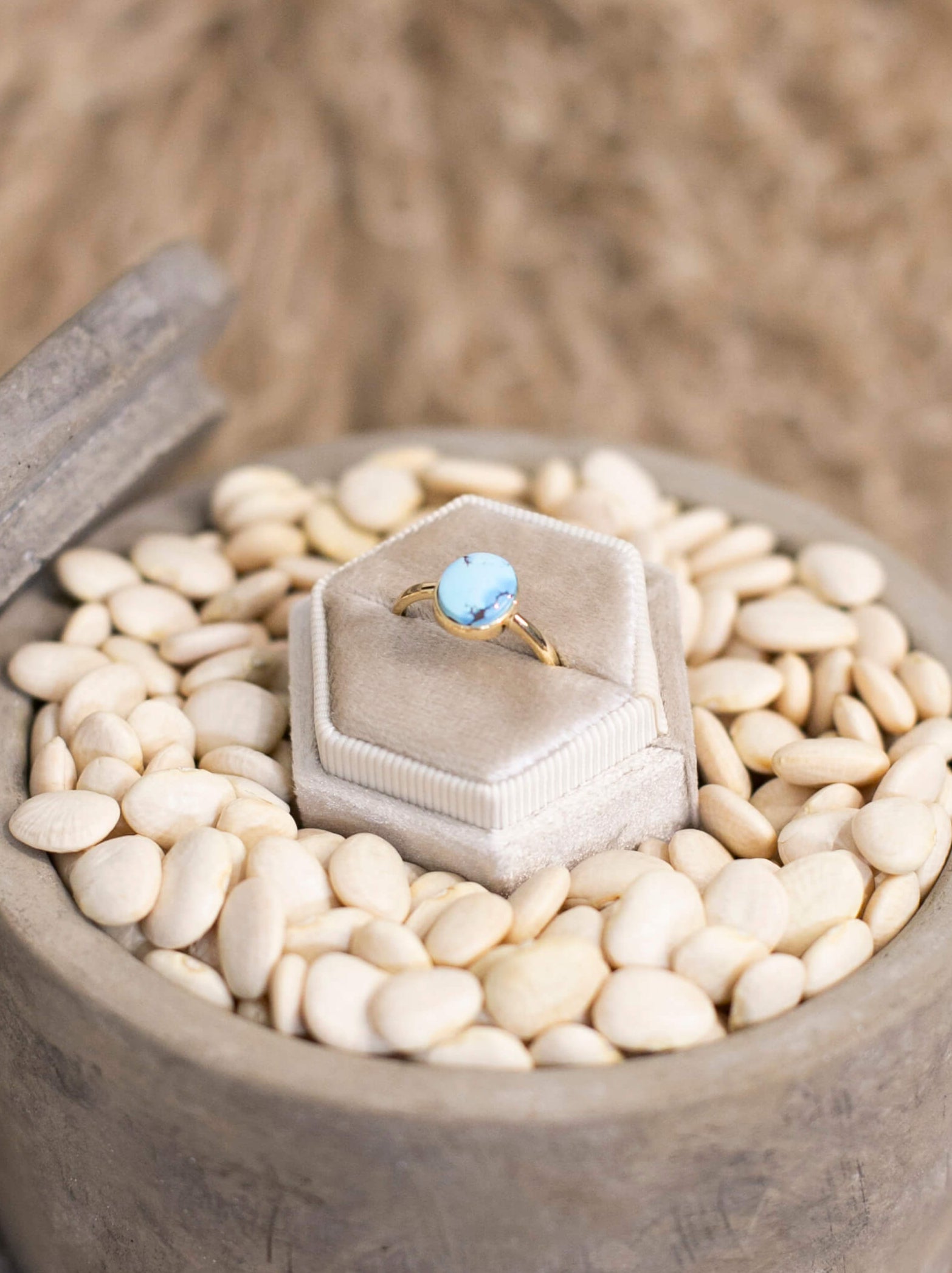 The Bordeaux 14k and Turquoise Ring 8, Sz 8-Rings-Calli Co., Turquoise and Silver Jewelry, Native American Handmade, Zuni Tribe, Navajo Tribe, Brock Texas