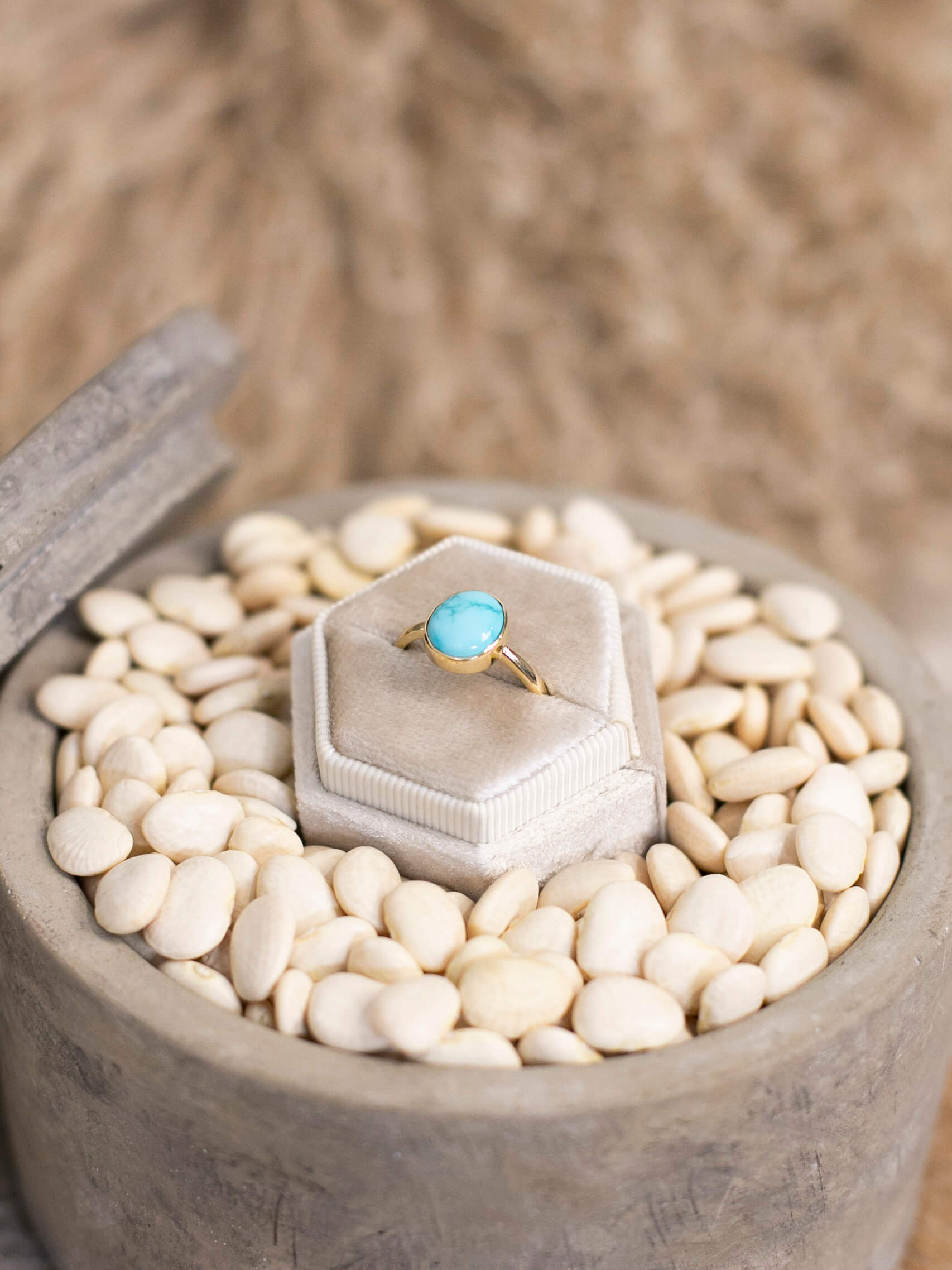 The Bordeaux 14k and Turquoise Ring 10, Sz 8-Rings-Calli Co., Turquoise and Silver Jewelry, Native American Handmade, Zuni Tribe, Navajo Tribe, Brock Texas