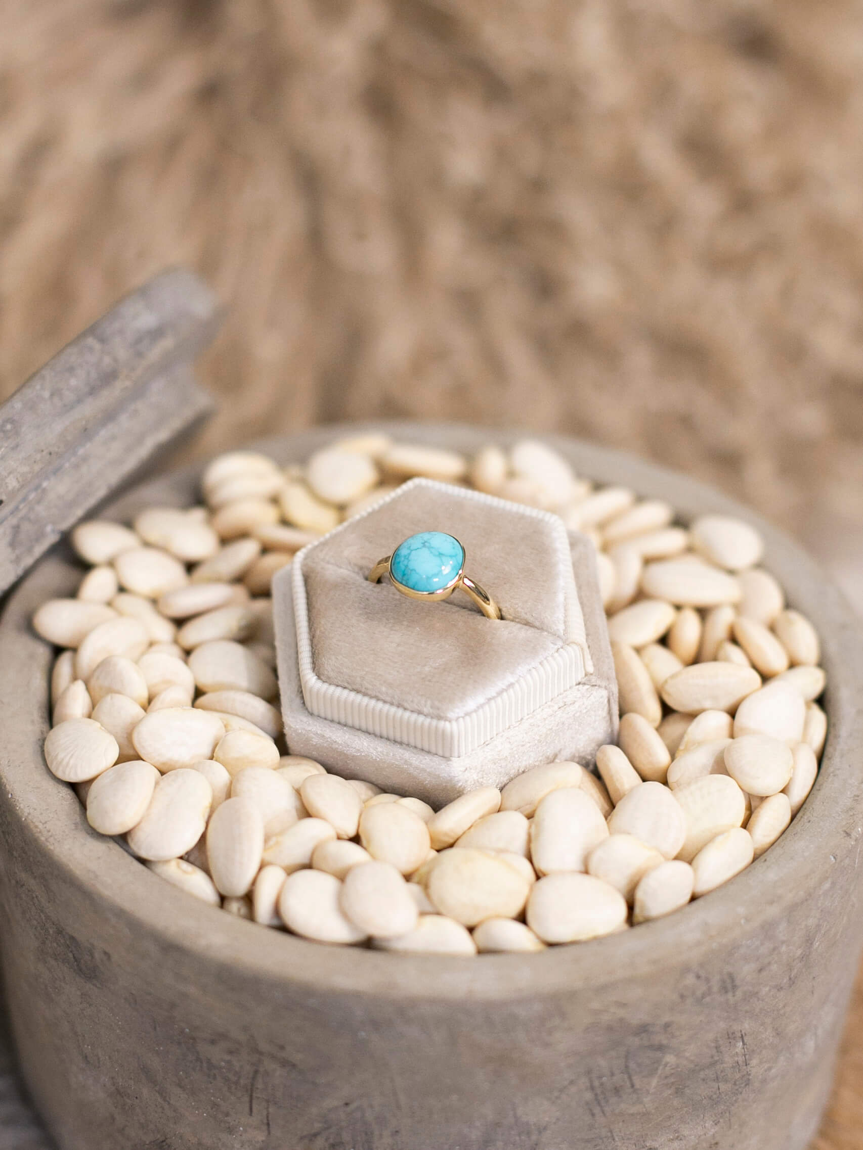 The Bordeaux 14k and Turquoise Ring 13, Sz 6-Rings-Calli Co., Turquoise and Silver Jewelry, Native American Handmade, Zuni Tribe, Navajo Tribe, Brock Texas