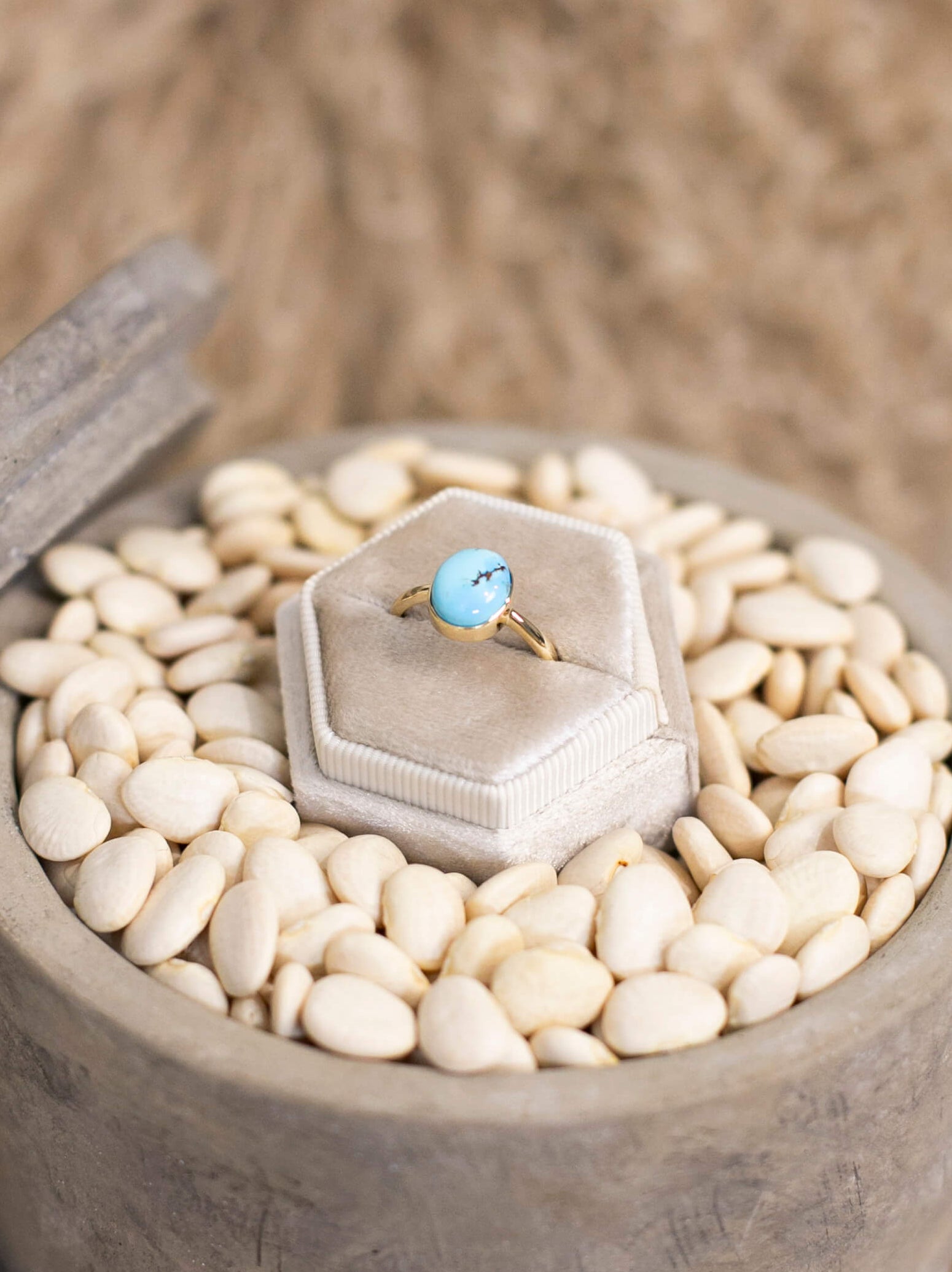 The Bordeaux 14k and Turquoise Ring 14, Sz 7-Rings-Calli Co., Turquoise and Silver Jewelry, Native American Handmade, Zuni Tribe, Navajo Tribe, Brock Texas