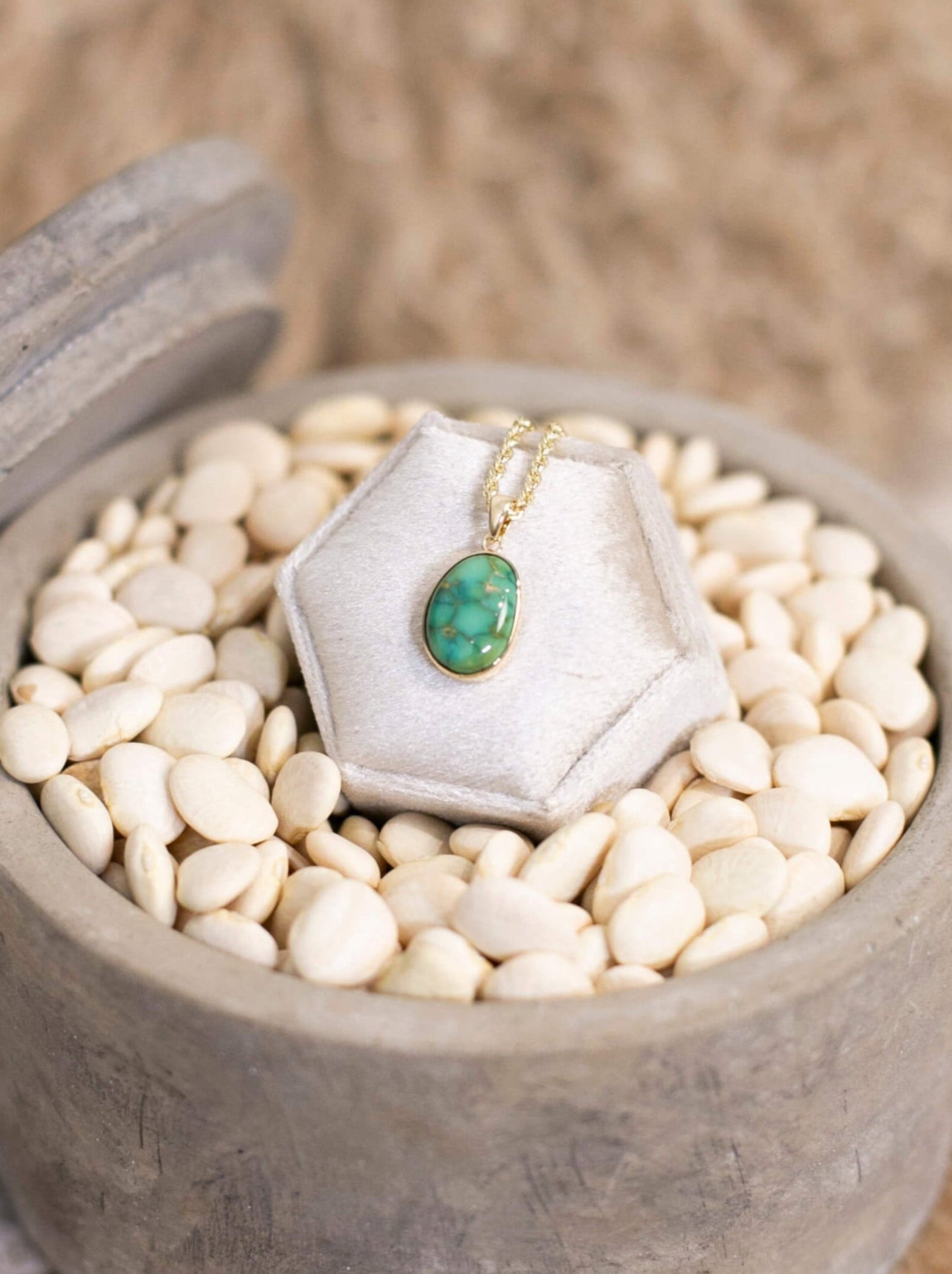 The Orleans 14k and Turquoise Pendant, 2-Pendants-Calli Co., Turquoise and Silver Jewelry, Native American Handmade, Zuni Tribe, Navajo Tribe, Brock Texas