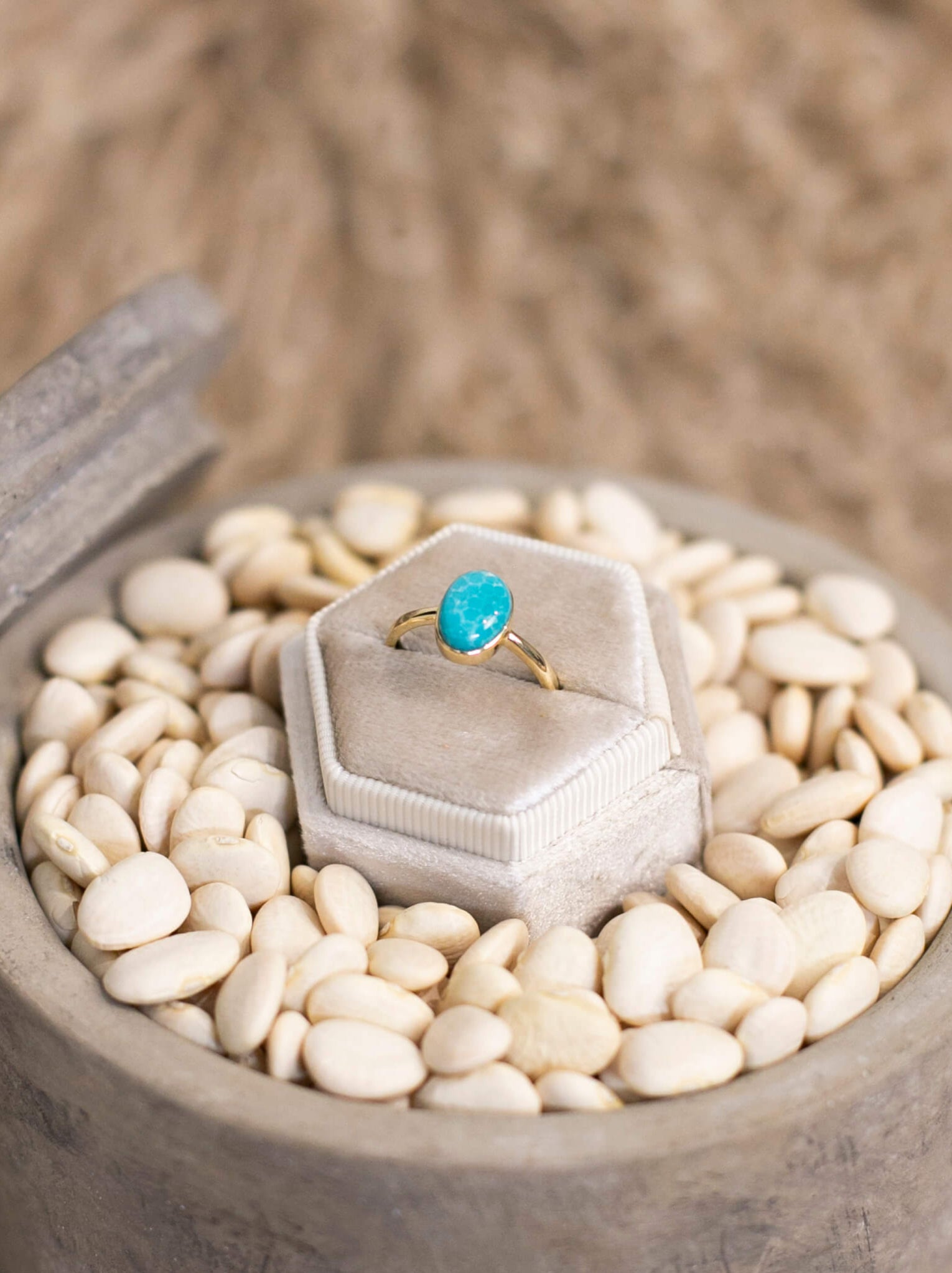 The London 14k and Turquoise Ring 1, Sz 7-Rings-Calli Co., Turquoise and Silver Jewelry, Native American Handmade, Zuni Tribe, Navajo Tribe, Brock Texas