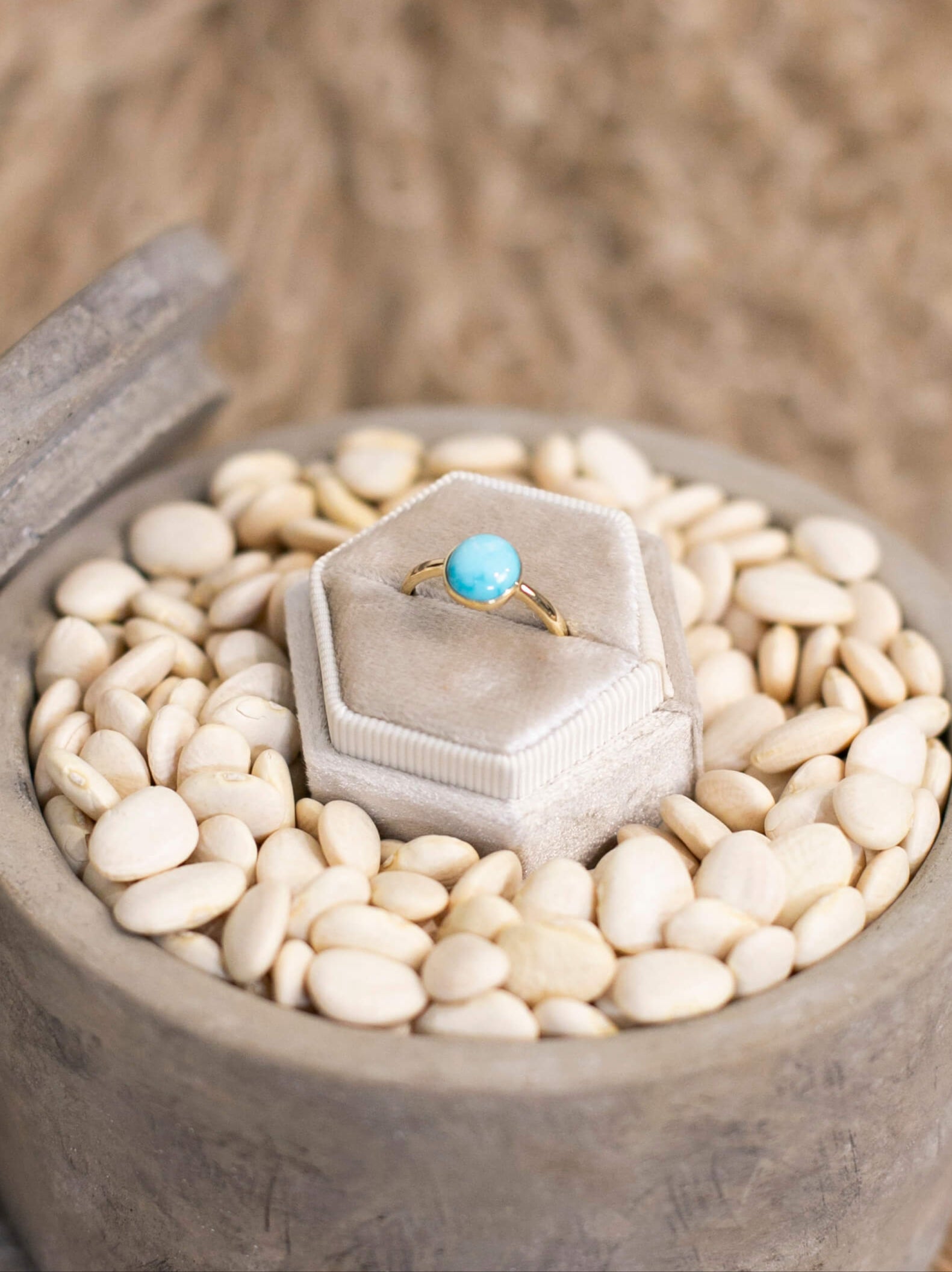 The London 14k and Turquoise Ring 2, Sz 7-Rings-Calli Co., Turquoise and Silver Jewelry, Native American Handmade, Zuni Tribe, Navajo Tribe, Brock Texas