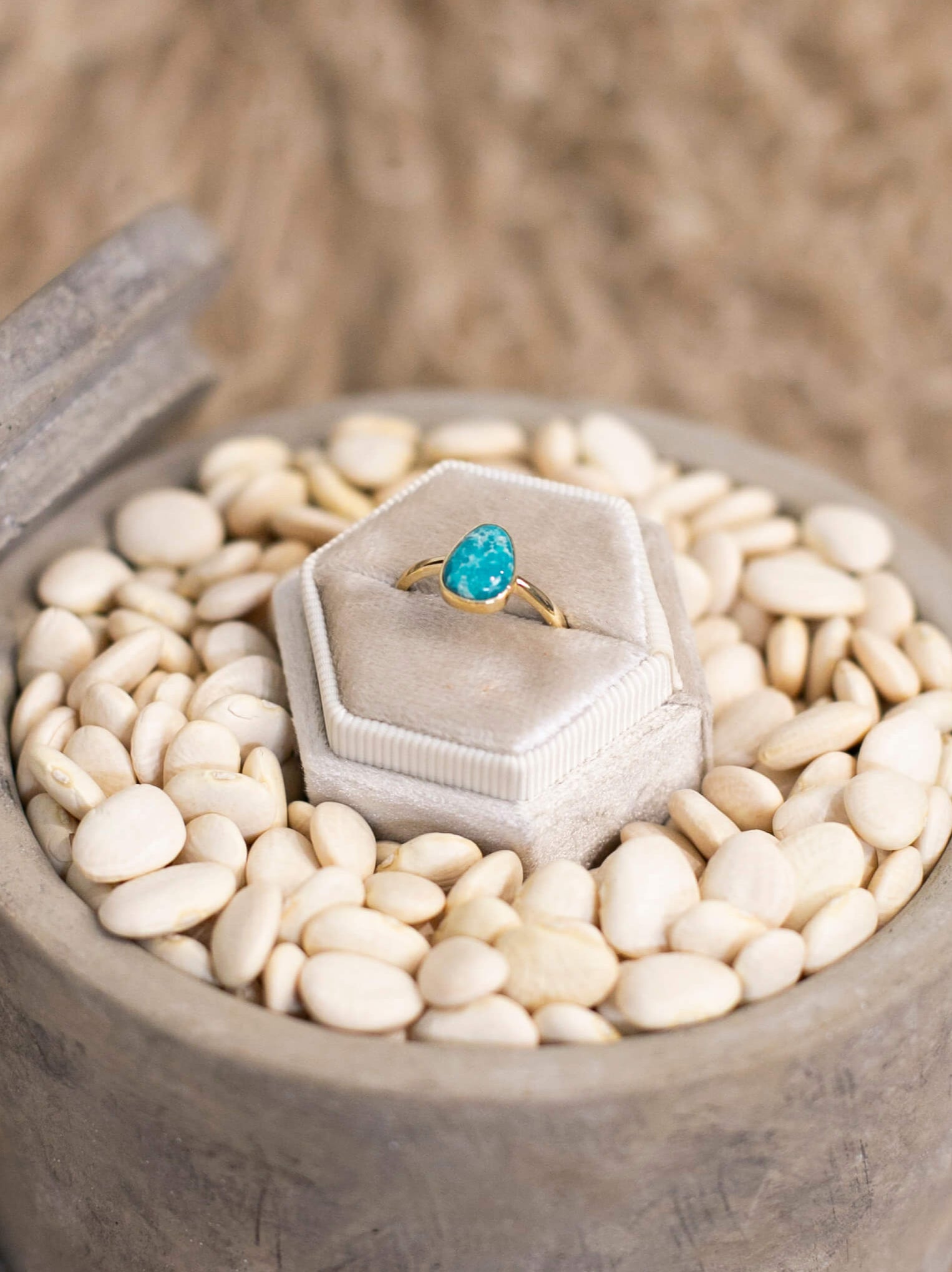 The London 14k and Turquoise Ring 3, Sz 7-Rings-Calli Co., Turquoise and Silver Jewelry, Native American Handmade, Zuni Tribe, Navajo Tribe, Brock Texas