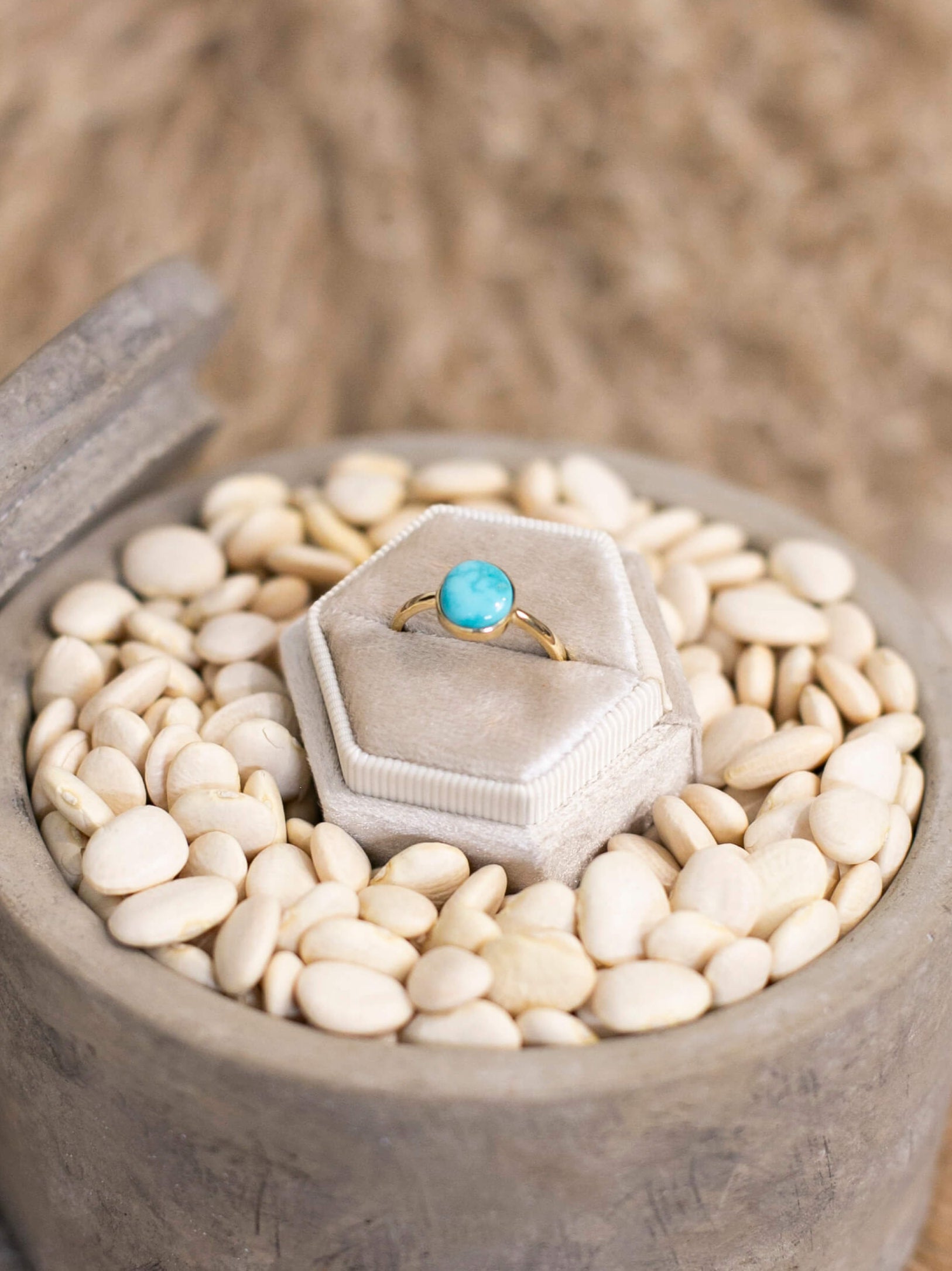 The London 14k and Turquoise Ring 5, Sz 8-Rings-Calli Co., Turquoise and Silver Jewelry, Native American Handmade, Zuni Tribe, Navajo Tribe, Brock Texas