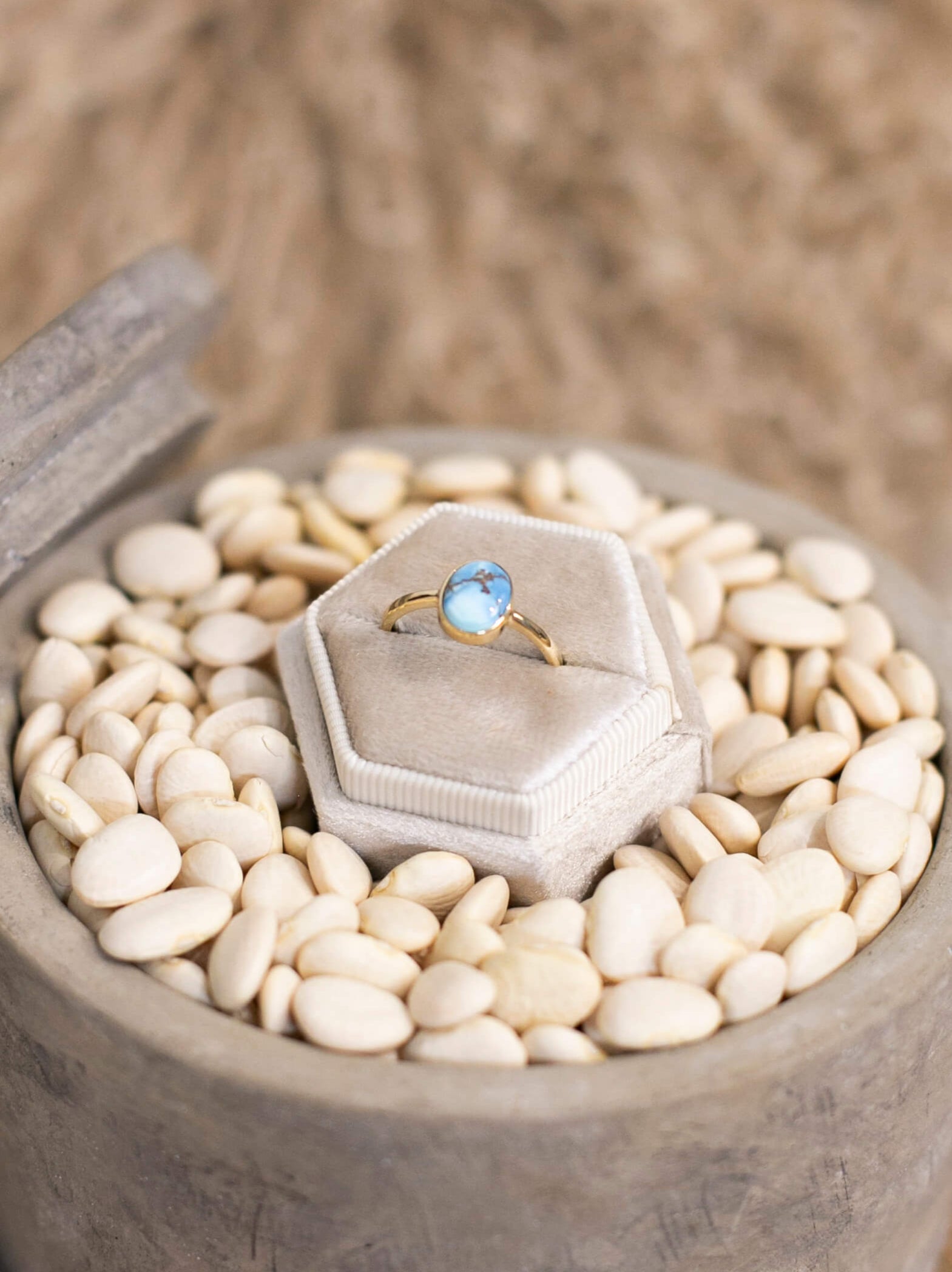 The London 14k and Turquoise Ring 6, Sz 8-Rings-Calli Co., Turquoise and Silver Jewelry, Native American Handmade, Zuni Tribe, Navajo Tribe, Brock Texas