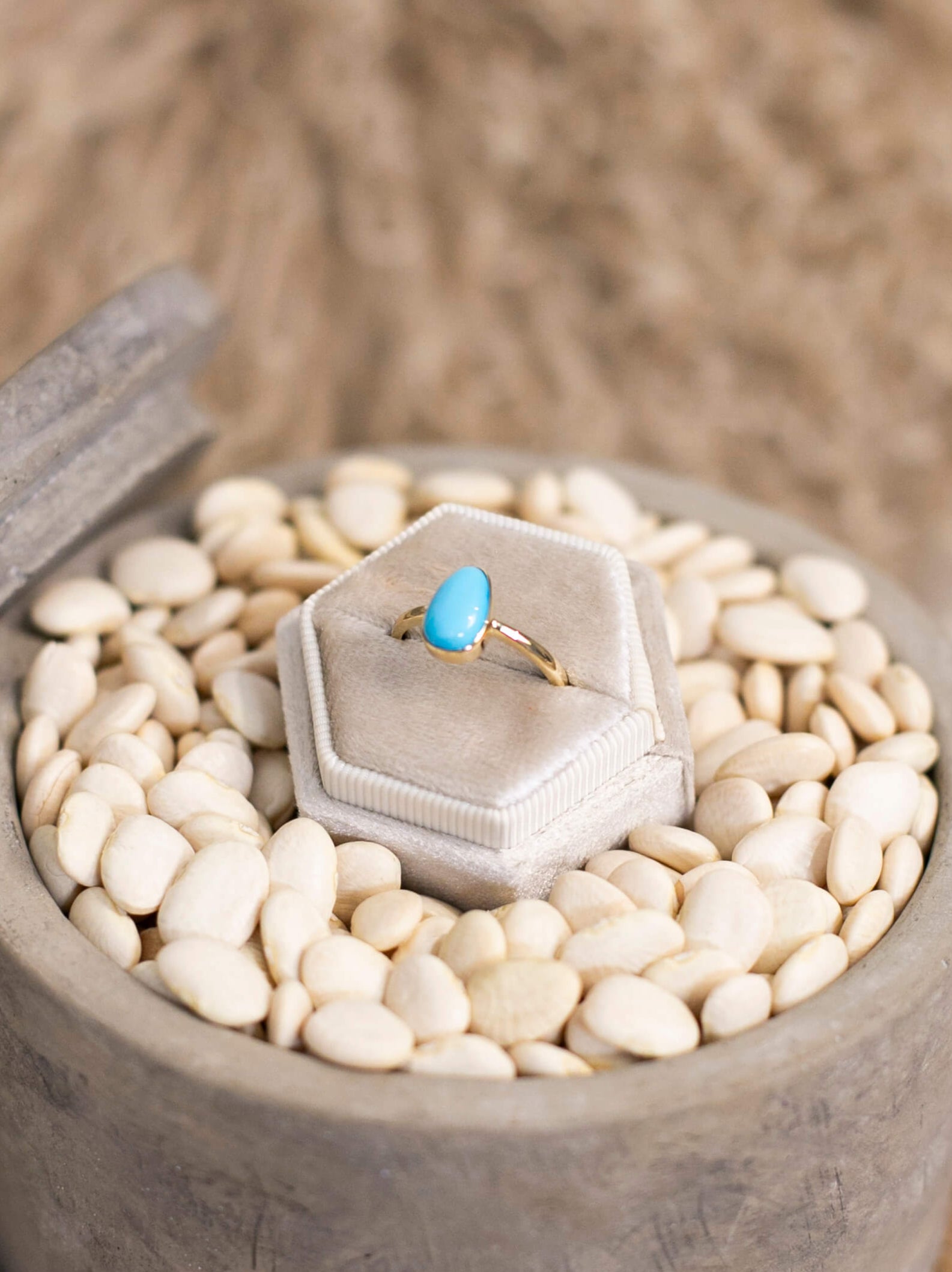 The London 14k and Turquoise Ring 7, Sz 8-Rings-Calli Co., Turquoise and Silver Jewelry, Native American Handmade, Zuni Tribe, Navajo Tribe, Brock Texas