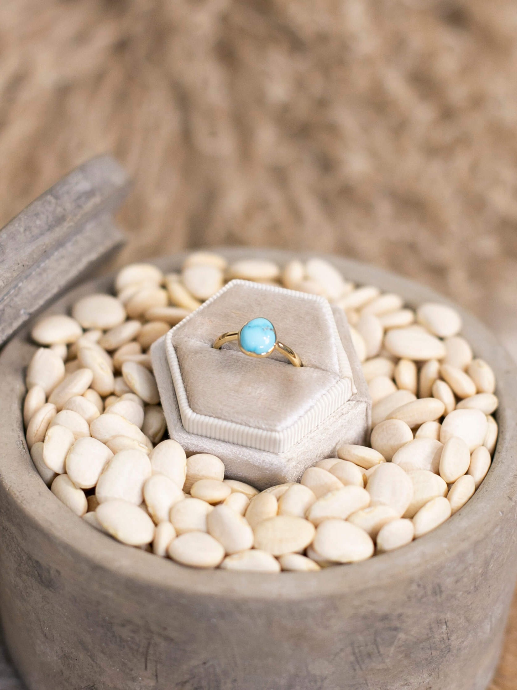 The London 14k and Turquoise Ring 8, Sz 7-Rings-Calli Co., Turquoise and Silver Jewelry, Native American Handmade, Zuni Tribe, Navajo Tribe, Brock Texas