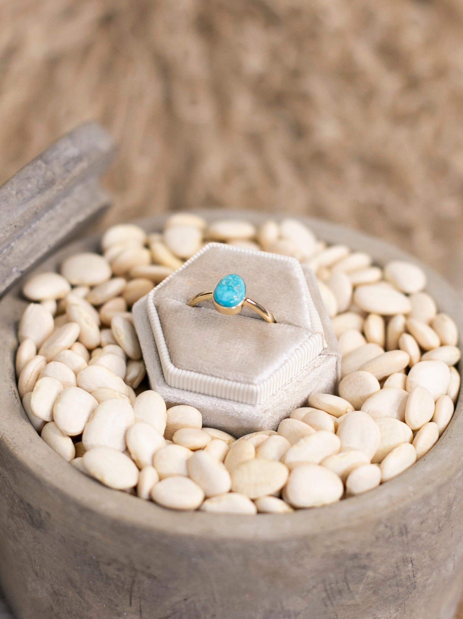 The London 14k and Turquoise Ring 9, Sz 9-Rings-Calli Co., Turquoise and Silver Jewelry, Native American Handmade, Zuni Tribe, Navajo Tribe, Brock Texas