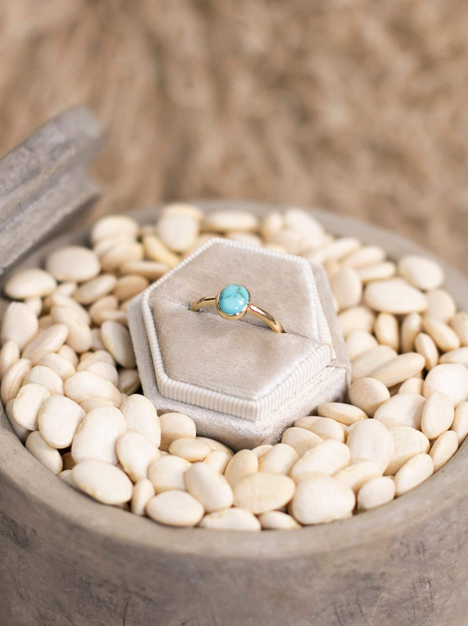 The Paris 14k and Turquoise Ring 1, Sz 8-Rings-Calli Co., Turquoise and Silver Jewelry, Native American Handmade, Zuni Tribe, Navajo Tribe, Brock Texas