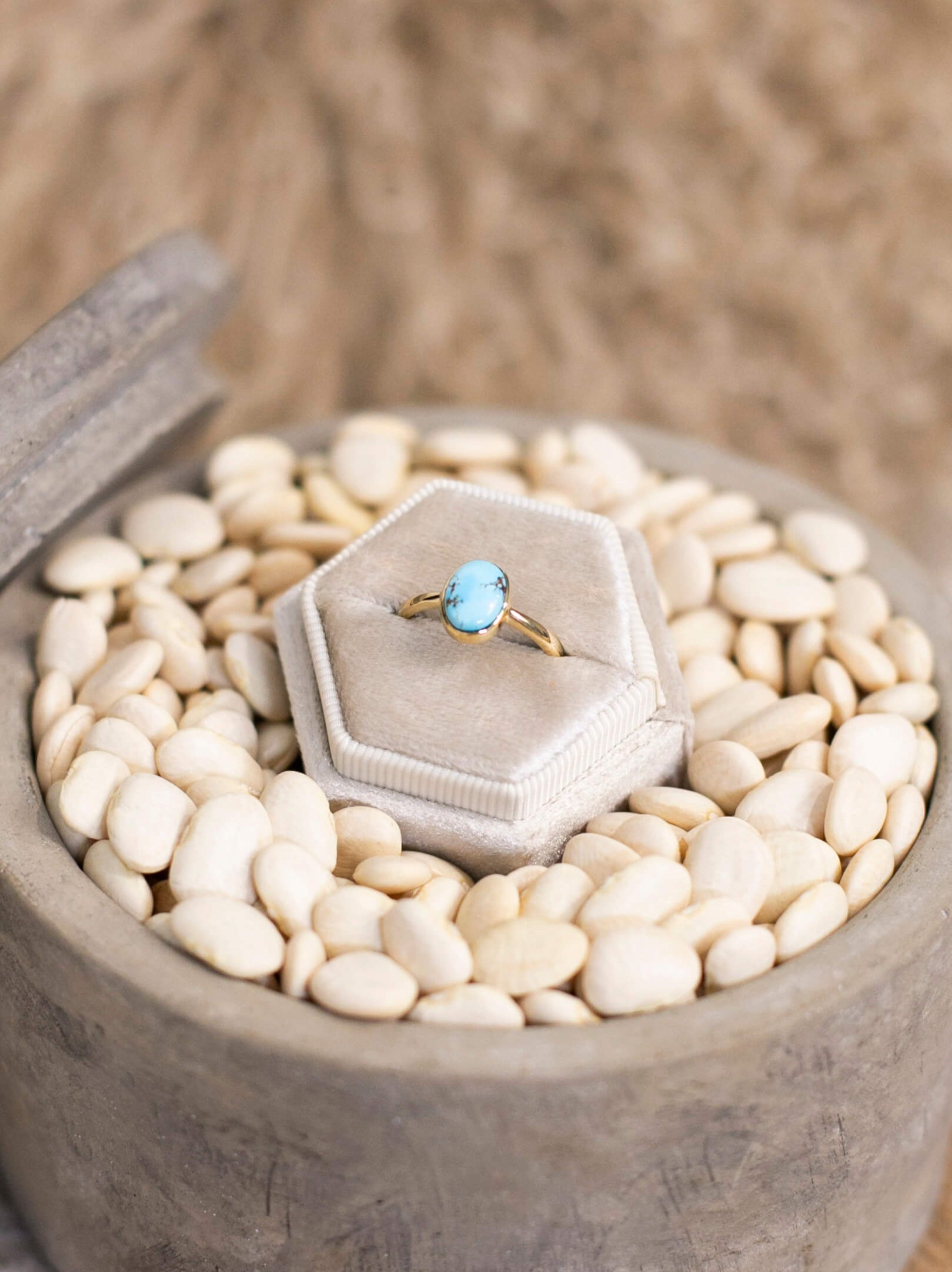 The Paris 14k and Turquoise Ring 2, Sz 7-Rings-Calli Co., Turquoise and Silver Jewelry, Native American Handmade, Zuni Tribe, Navajo Tribe, Brock Texas