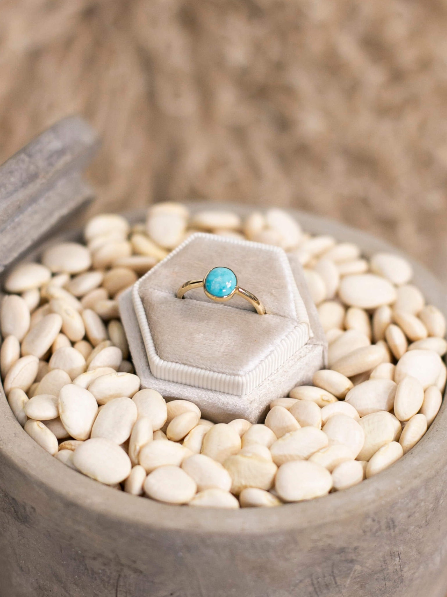 The Paris 14k and Turquoise Ring 4, Sz 8-Rings-Calli Co., Turquoise and Silver Jewelry, Native American Handmade, Zuni Tribe, Navajo Tribe, Brock Texas