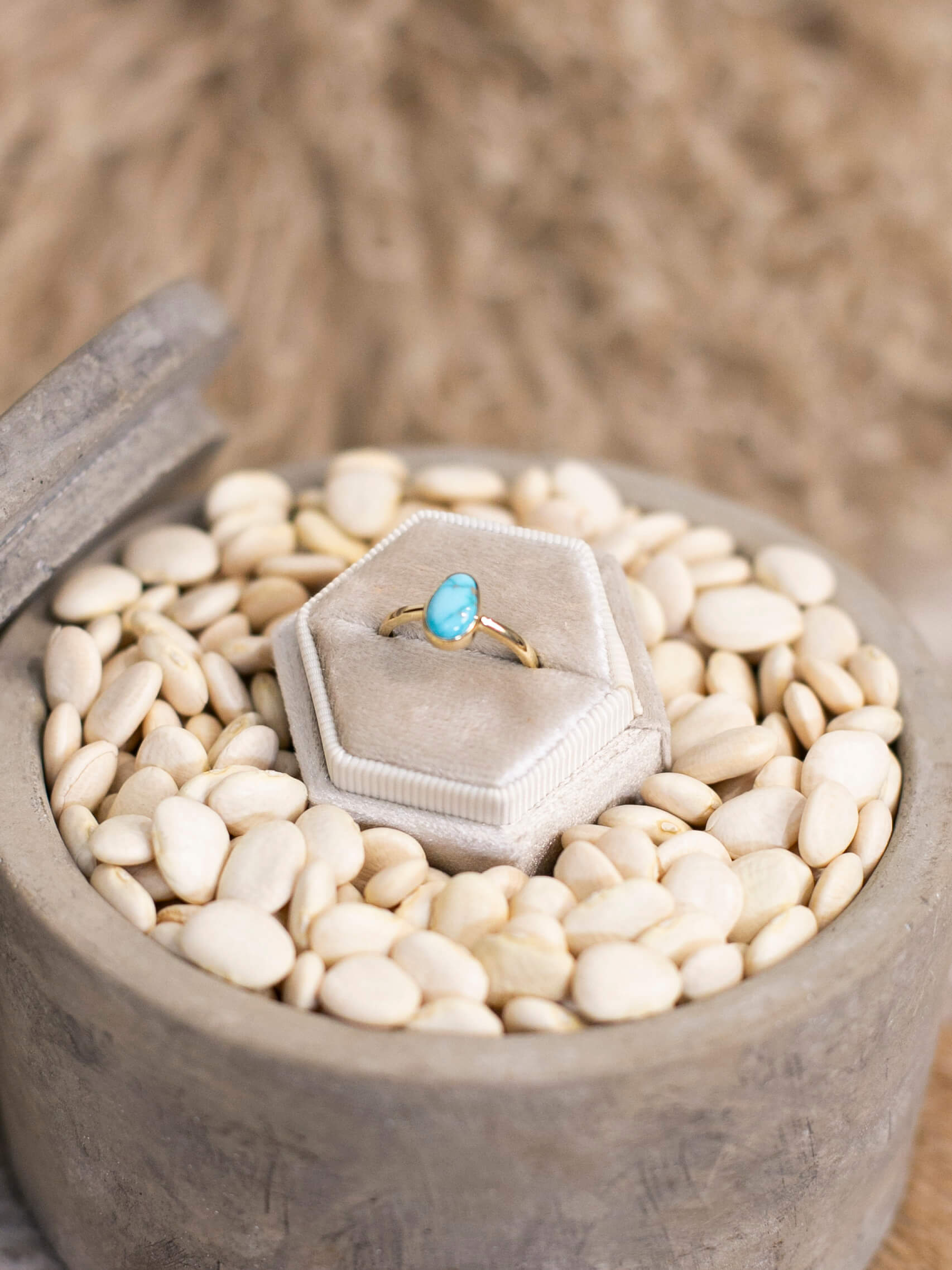 The Paris 14k and Turquoise Ring 5, Sz 7-Rings-Calli Co., Turquoise and Silver Jewelry, Native American Handmade, Zuni Tribe, Navajo Tribe, Brock Texas