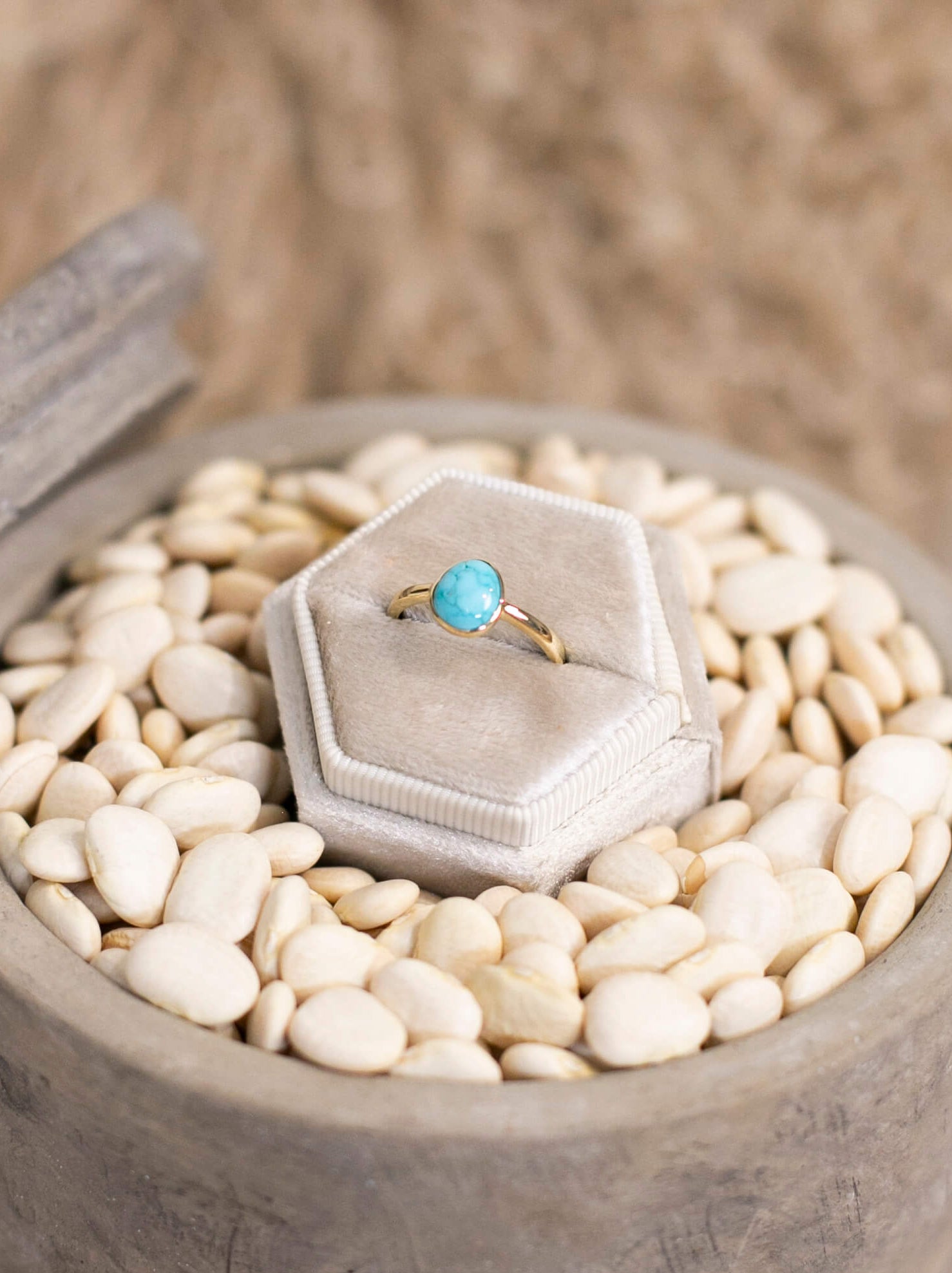 The Paris 14k and Turquoise Ring 6, Sz 6-Rings-Calli Co., Turquoise and Silver Jewelry, Native American Handmade, Zuni Tribe, Navajo Tribe, Brock Texas