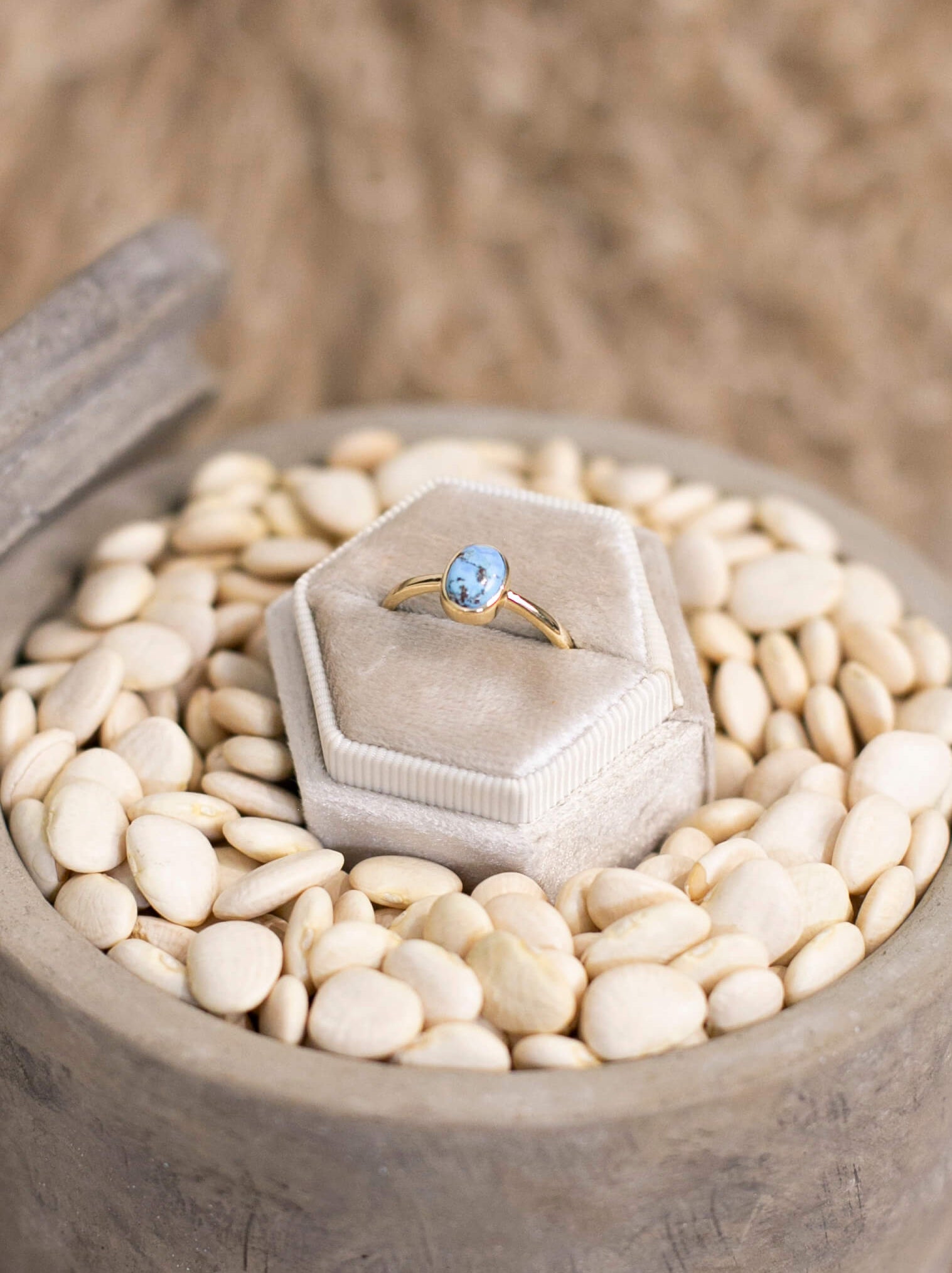 The Paris 14k and Turquoise Ring 10, Sz 9-Rings-Calli Co., Turquoise and Silver Jewelry, Native American Handmade, Zuni Tribe, Navajo Tribe, Brock Texas