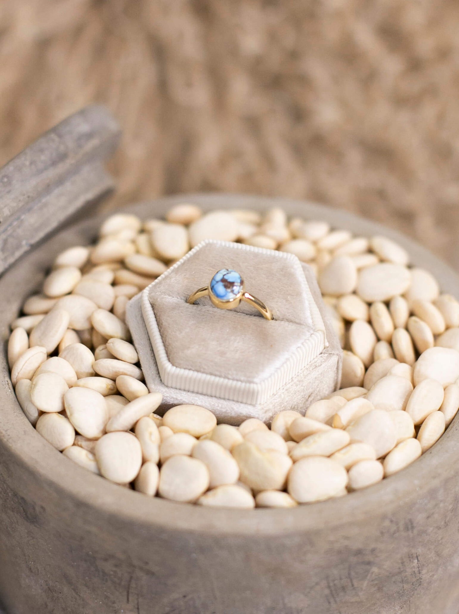 The Paris 14k and Turquoise Ring 14, Sz 7-Rings-Calli Co., Turquoise and Silver Jewelry, Native American Handmade, Zuni Tribe, Navajo Tribe, Brock Texas